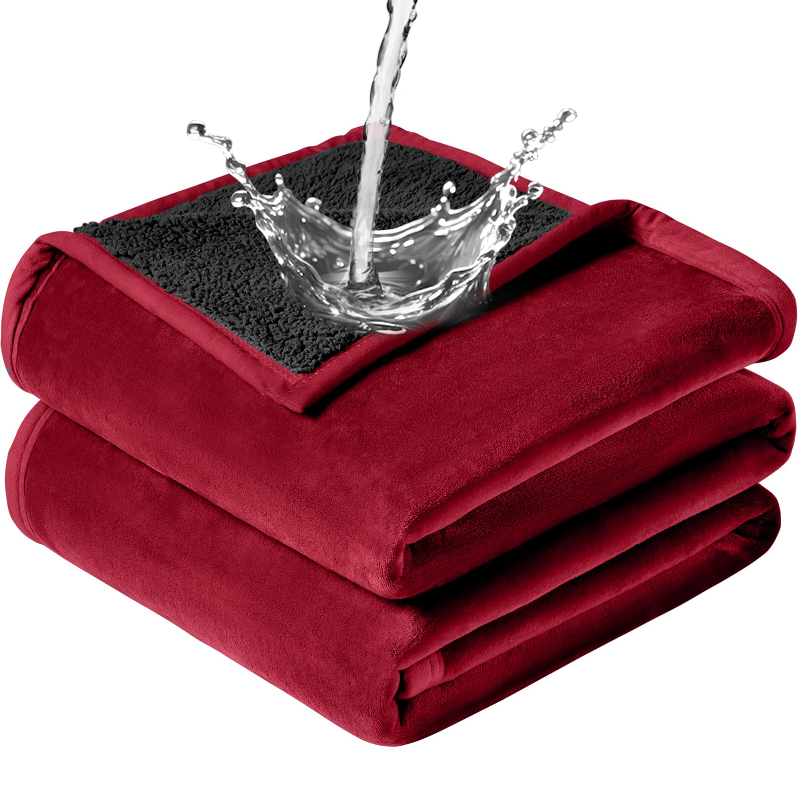 GROOSE Waterproof Blanket  Travel Blankets Stain Proof, Absorbent, Leakproof, Reversible, Plush Cozy & Washable  Waterproof Co