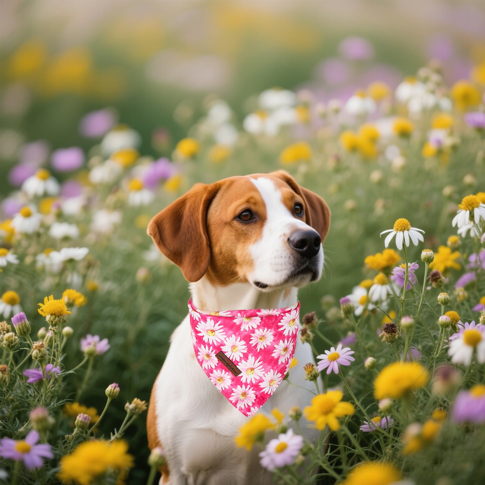 Unique Style Paws Dog Spring Bandanas 2Pcs Washable Cotton Triangle Summer Rose Daisy Flower Puppy Scarfs For Small Medium Large