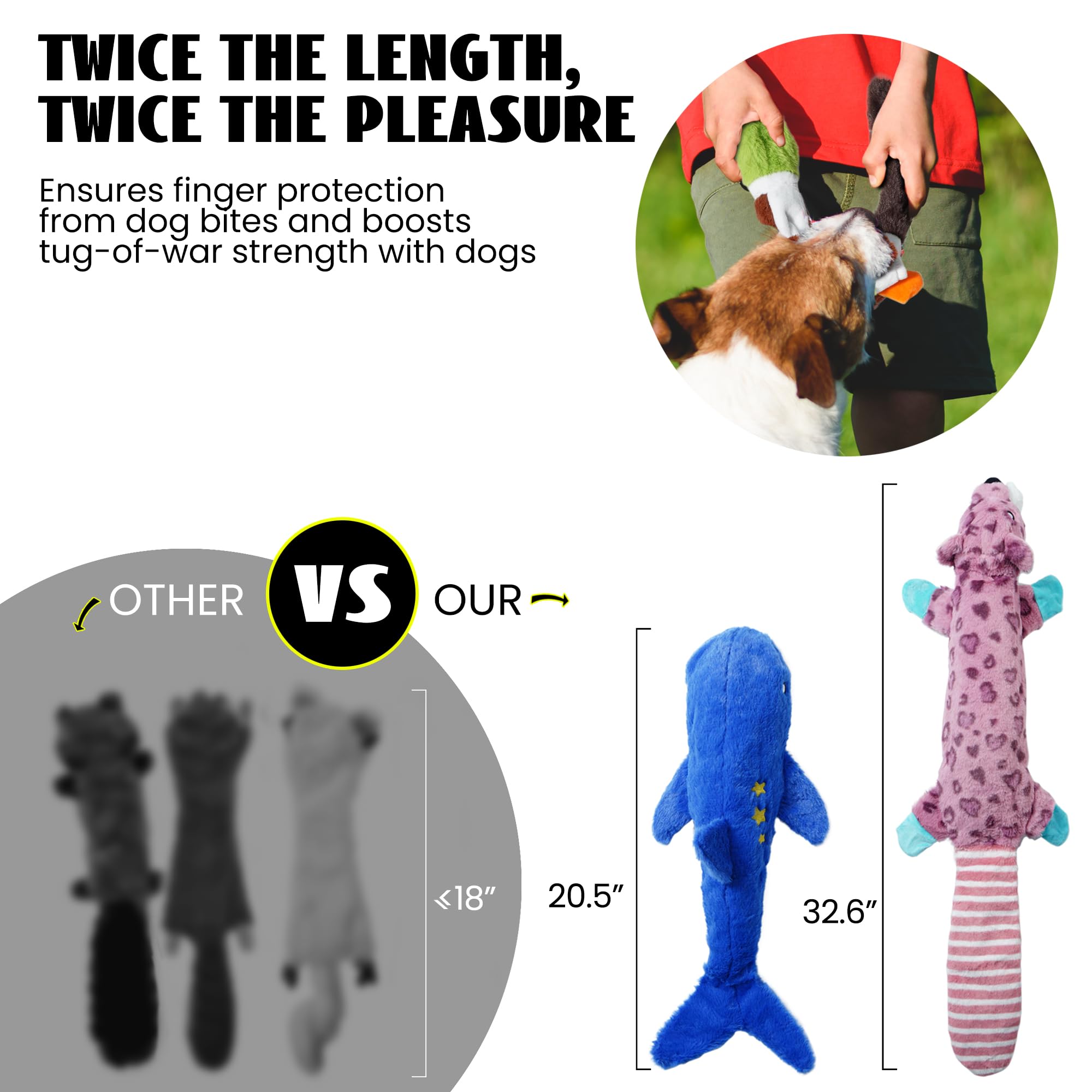 Nocciola 2-in-1 No Stuffing Crinkle Dog Toys, Soft Fabric, Multi-colored, Model DT-2C3D-5, Squeaky for Small to Large Dogs