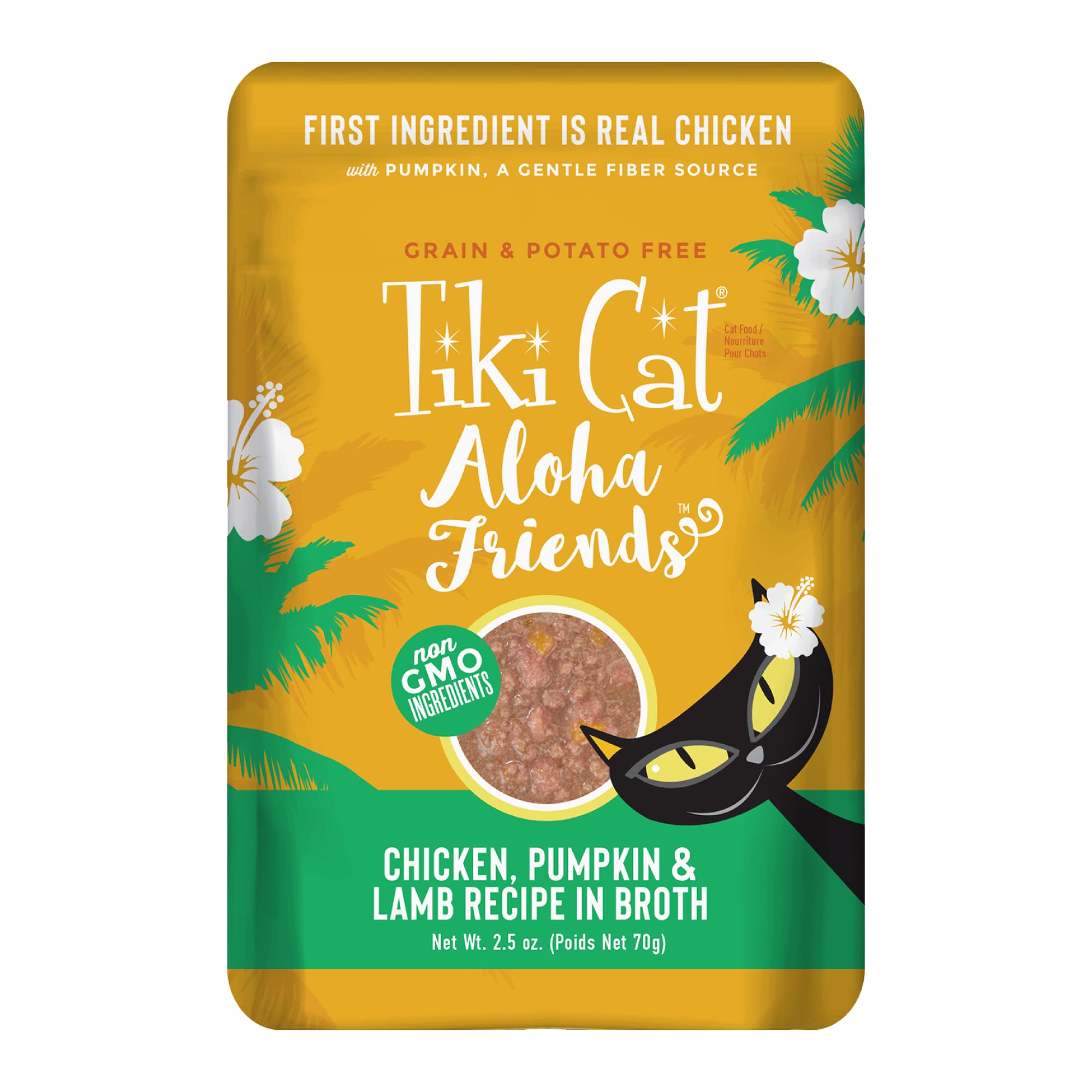 Tiki Cat Aloha Friends, Chicken, Pumpkin & Lamb, Grain-Free & High Moisture, Wet Cat Food for All Life Stages 2.5 oz. Pouch (12 