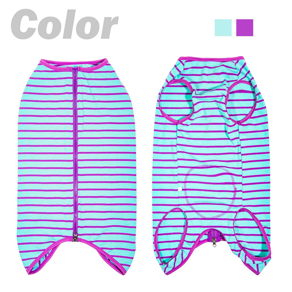 Dogs Recovery Suit Post Surgery Shirt For Female Male Dog, E-Collar Alternative Wound Protective Clothes (Purple Stripe-3Xl)