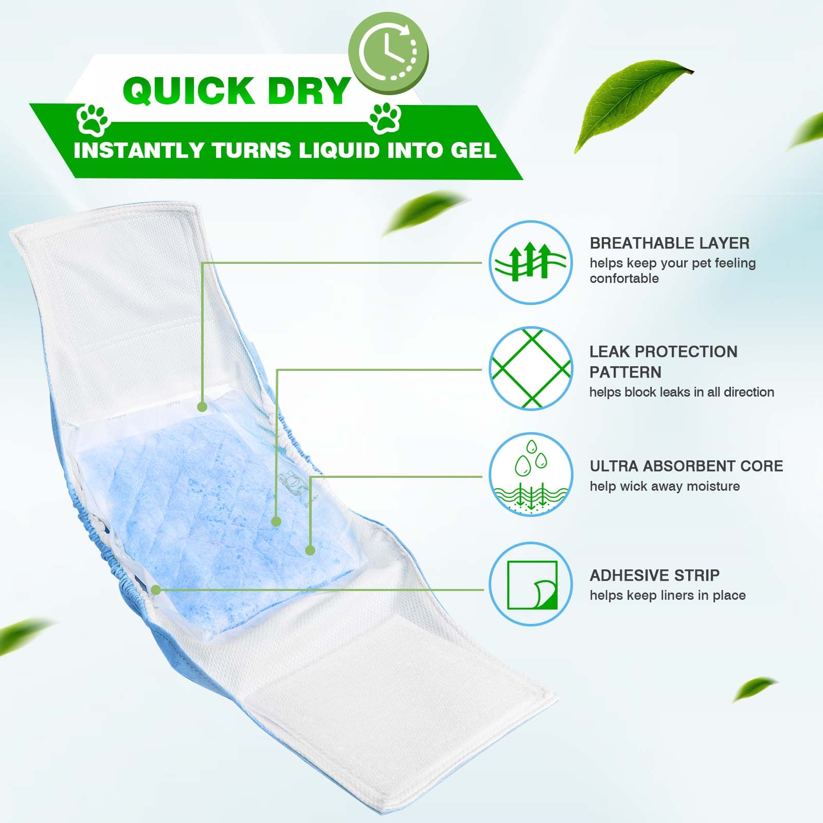 Dog Diaper Liners 100Ct Super Soft And Absorbent Dog Diaper Booster Pads For Male Dog Belly Bands Or Female Dog Diapers(X-Large,