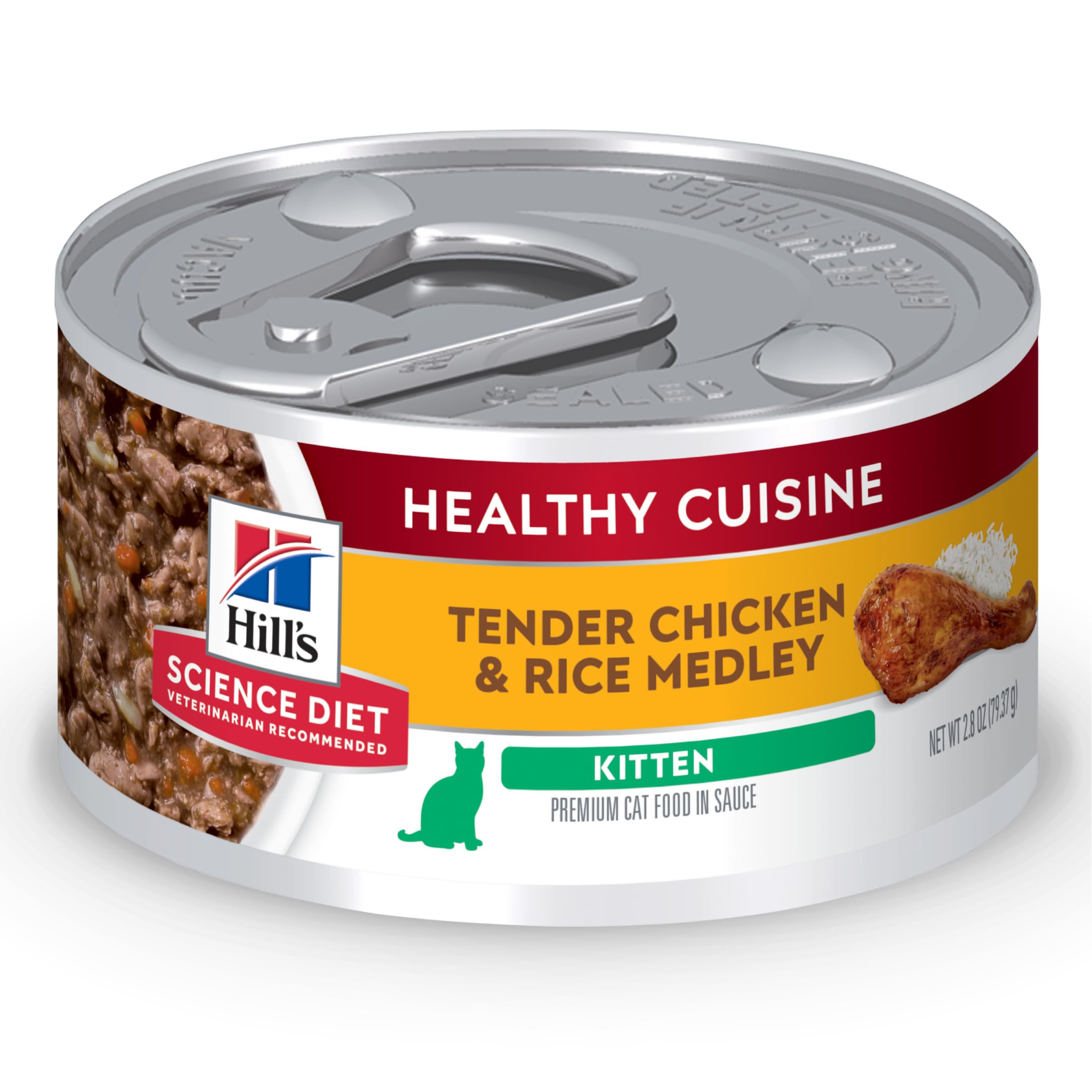 Hills Science Diet Healthy Cuisine, Kitten, Great Taste, Wet Cat Food, Chicken & Rice Stew, 2.8 oz Can, Case of 24