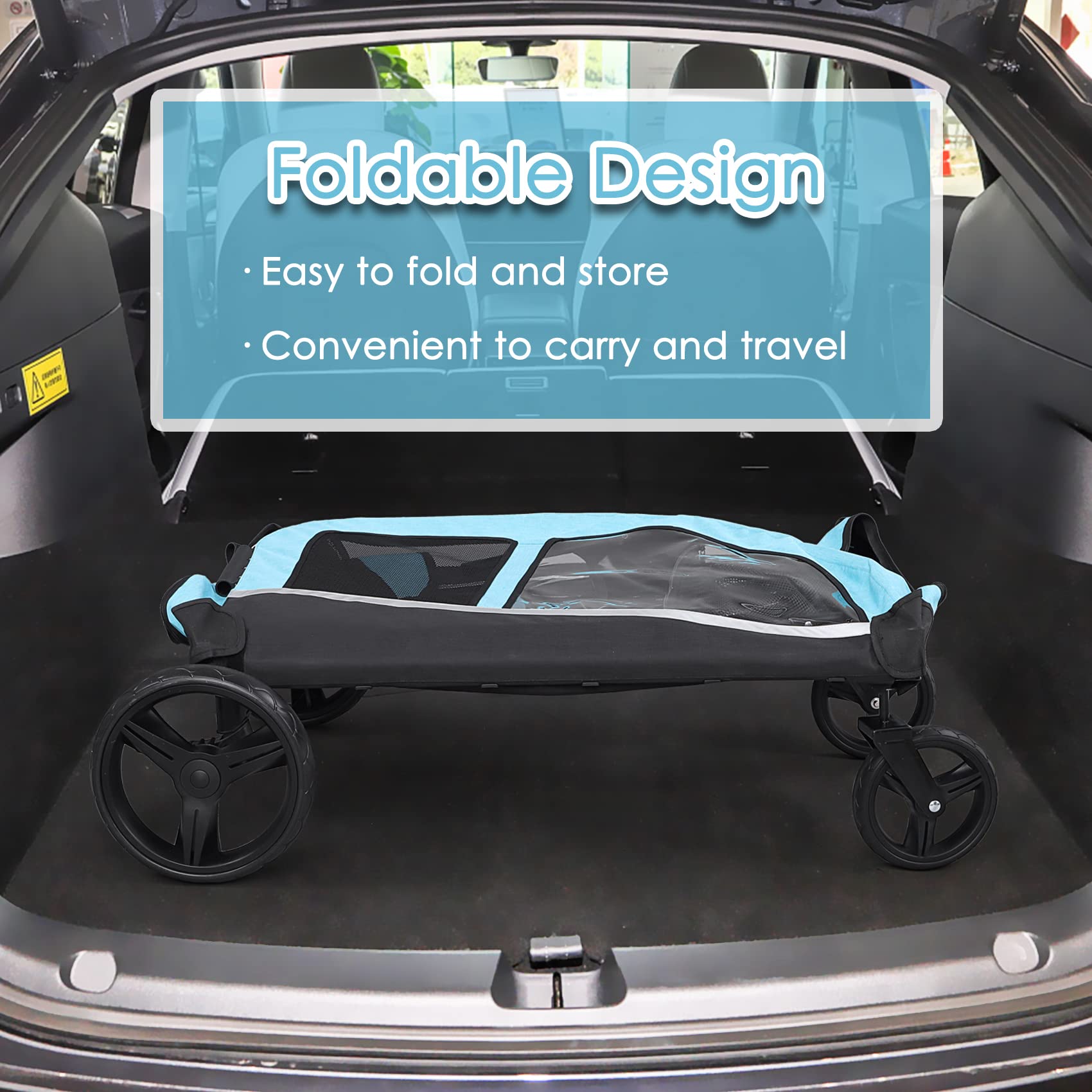 Saudism Dog Stroller For Large Dogs, Extra Large Pet Stroller For Medium Dogs, Dog Wagon Carriage, Foldable Design, Adjustable H