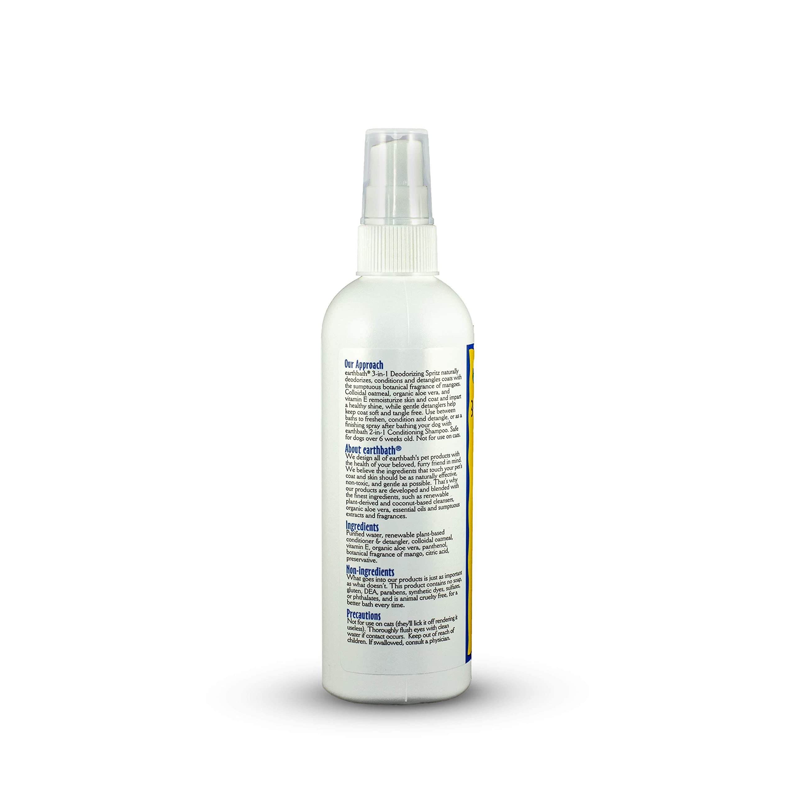 Earthbath, Mango Tango 3-In-1 Dog & Puppy Deodorizing Spritz - Dog Odor Eliminator For Strong Odor, Cruelty-Free Dog Cologne, Do