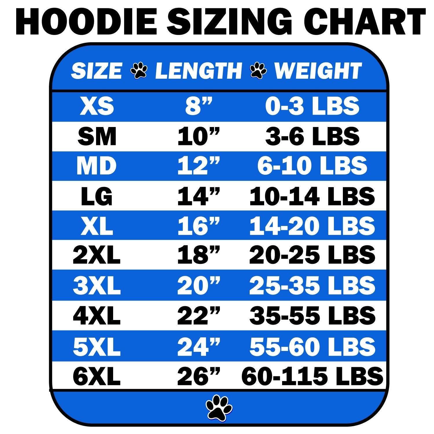 Pet Dog & Cat Hoodie Screen Printed, 'Paws And Stripes' Blue Xs (0-3 Lbs.)