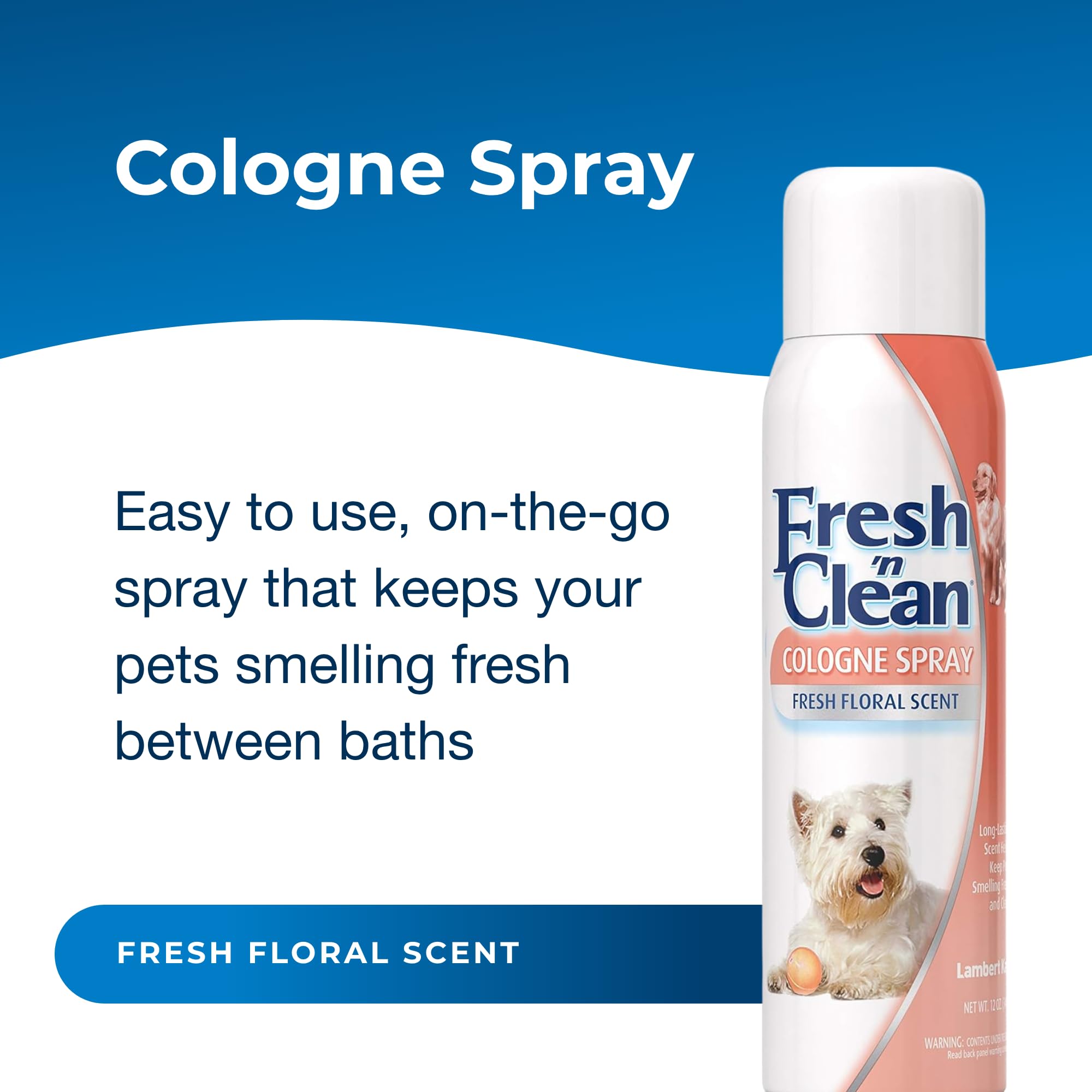 PetAg Fresh n Clean Cologne Spray - Floral Scent - 12 oz - Controls Odor & Keeps Dogs Smelling Fresh