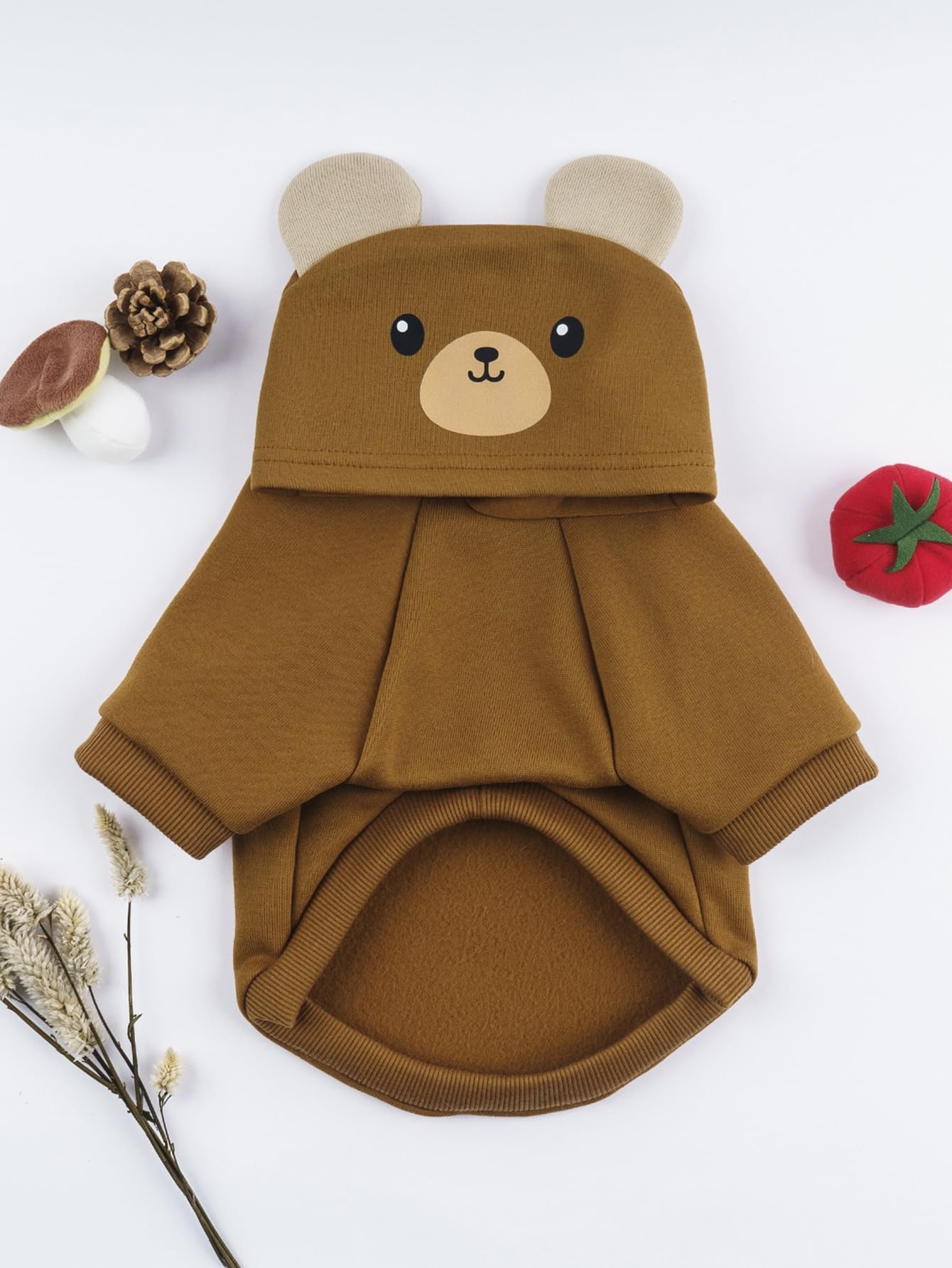 Qwinee Bear Dog Hoodie Dog Warm Jacket Coat Puppy Sweatshirt Christmas Halloween Dog Costume Cosplay Winter Dog Clothes Pet Apparel For Small Medium Dogs Cats Kitten Coffee Brown Xl