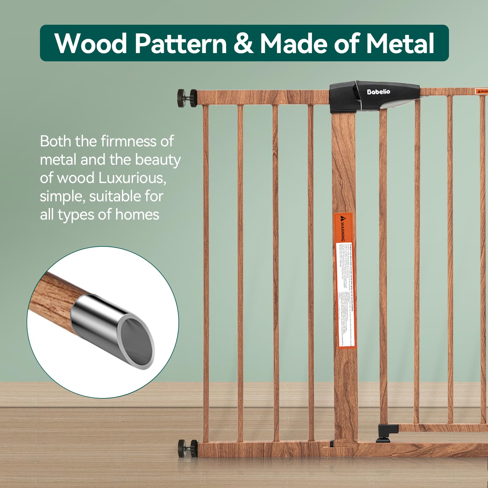 Babelio Metal Auto Close Baby Gate PressGuard P7, 29-55 Wide Extra Wide Pet Gate for The House and Doorways, Pressure Mounted Wa