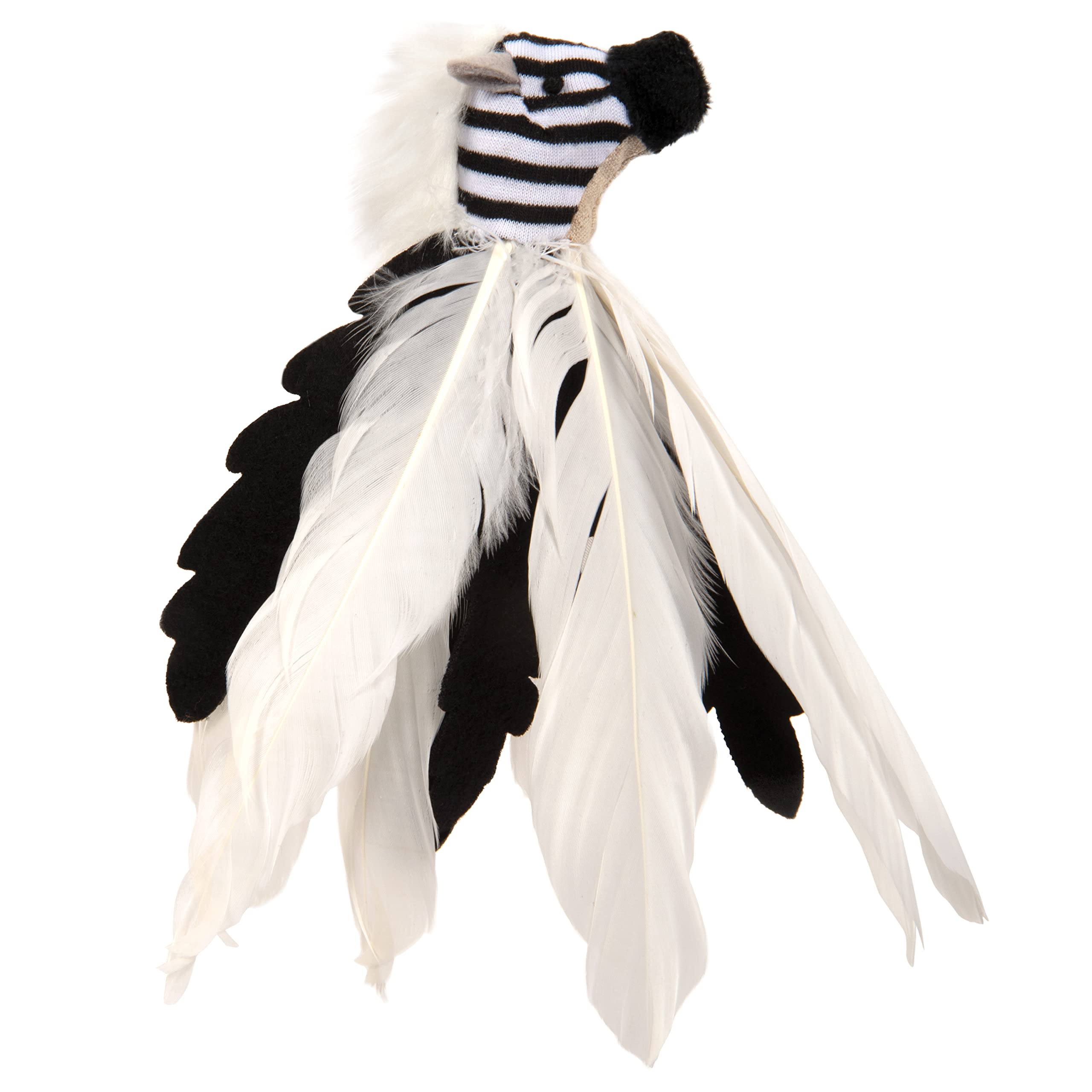 Smartykat Instincts Happynip Zingy Zebra Feathered Toss & Chase Interactive Cat Toy, Contains Catnip & Silvervine - White/Black,
