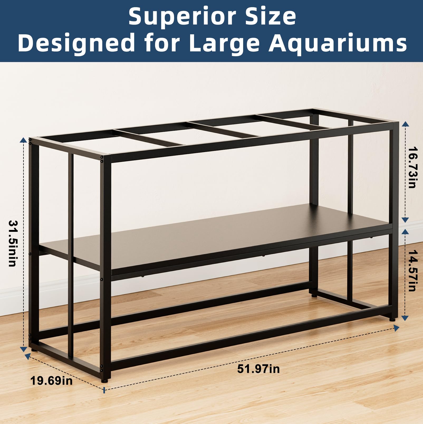 Urban Deco 55-75 Gallon Fish Tank Stand 900Lbs Capacity For Aquarium Stand Metal Fish Tank Stand 52''X19.7''X31.5'' Dual-Layer D