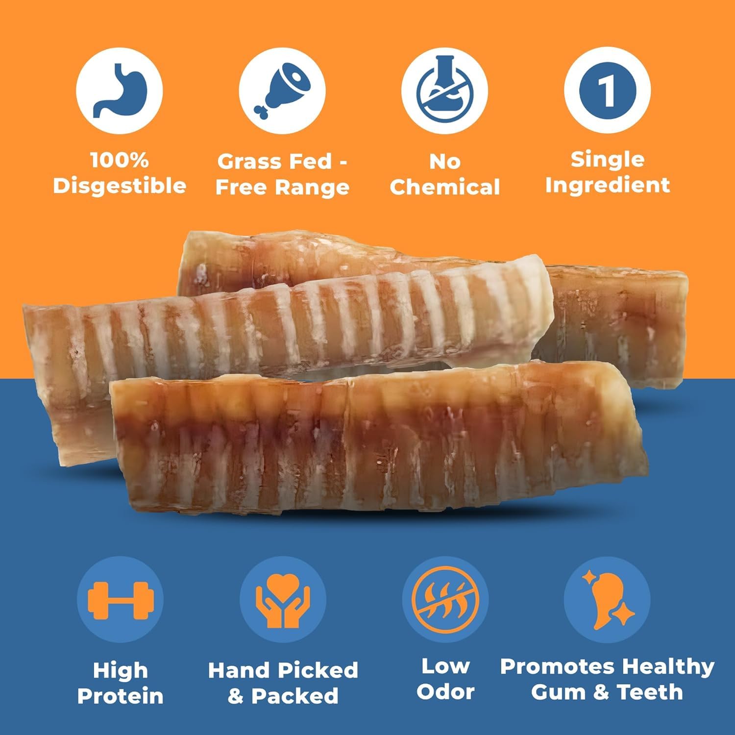 K9warehouse Trachea Dog Chews - Premium Beef Trachea for Dogs Packed in USA - Natural Cow Trachea Dog Treats - Supports Joint He
