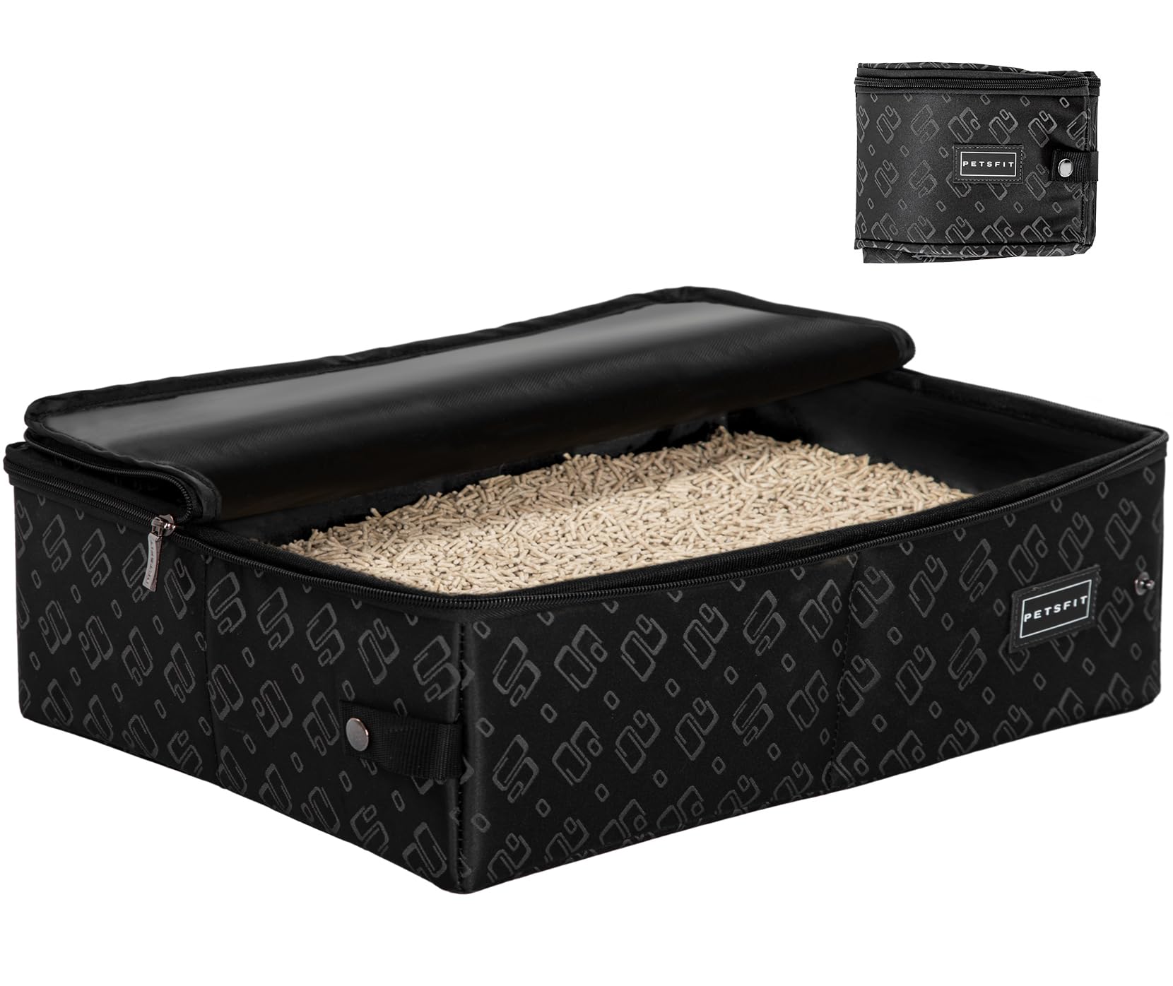 Petsfit Portable Litter Box - Leak-Proof, Travel Litter Box With Lid, Collapsible Litter Boxes Perfect For Hotel/Lawn/Car Travel