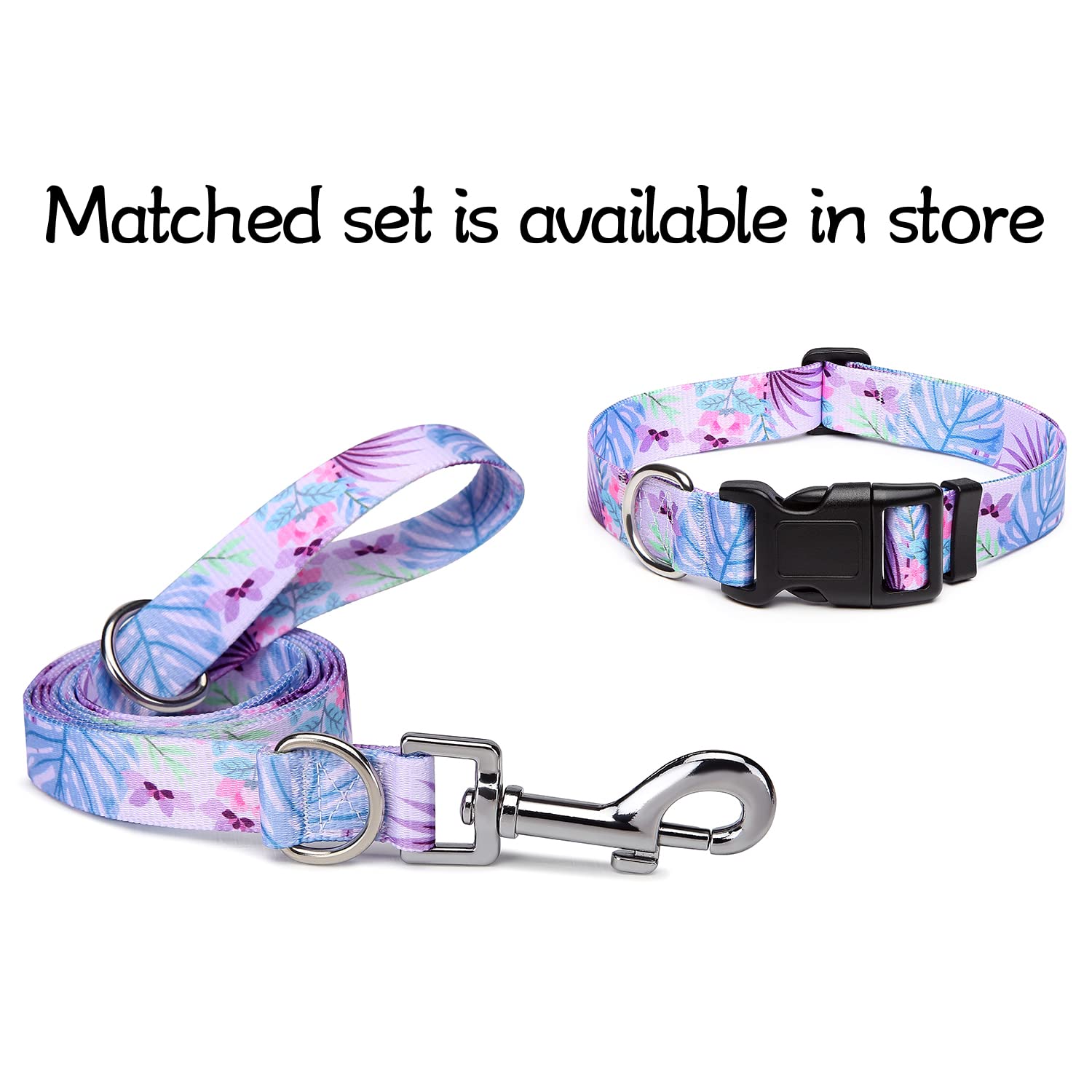 Suredoo Adjustable Dog Collar With Patterns, Ultra Comfy Soft Nylon Breathable Pet Collar For Small Medium Large Dogs (S, Purple Flower)