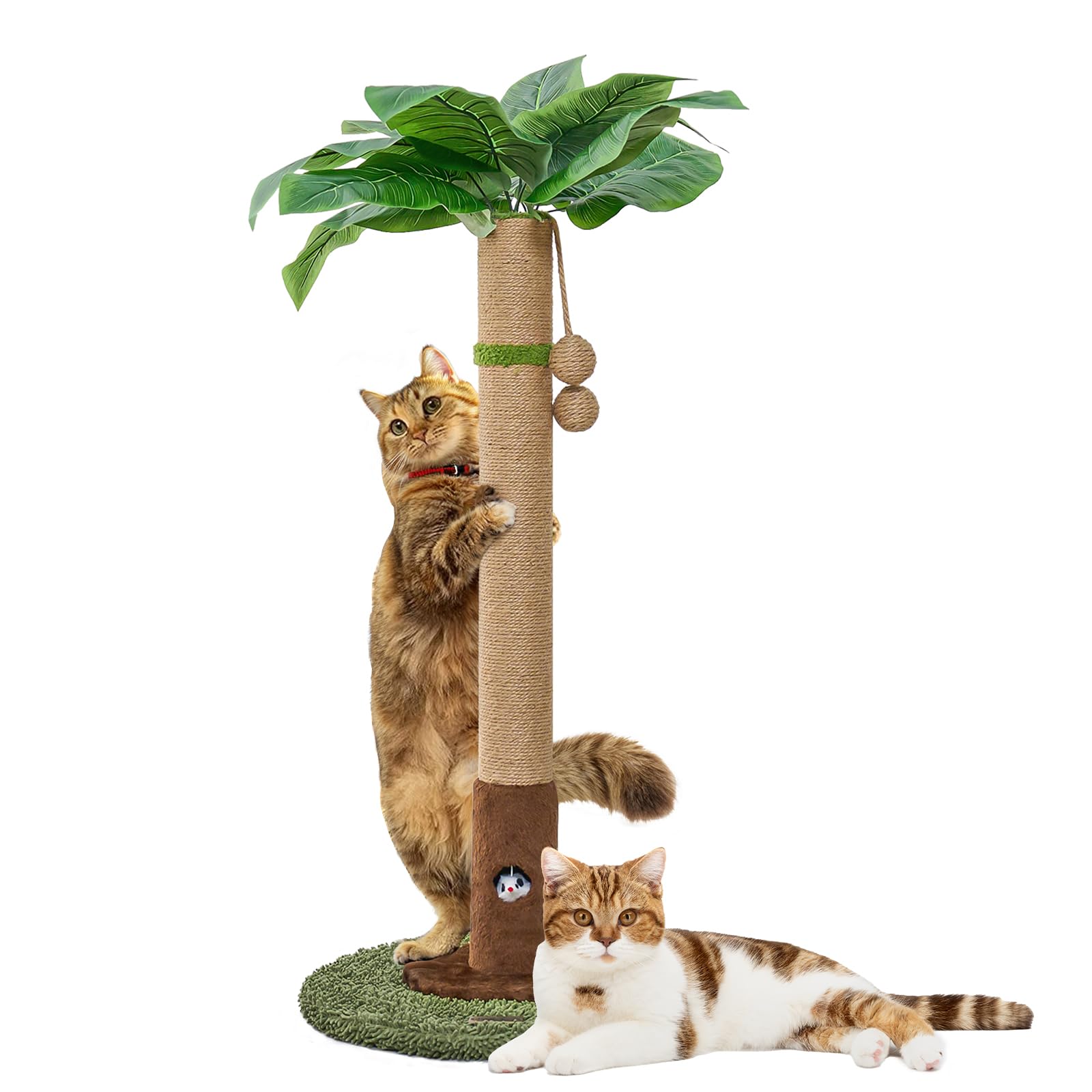 Woochpet 35'' Tall Cat Scratching Post, Cat Scratcher For Indoor Cats, Sisal Rope Scratch Post With Hanging Ball And Cat Toys Fo