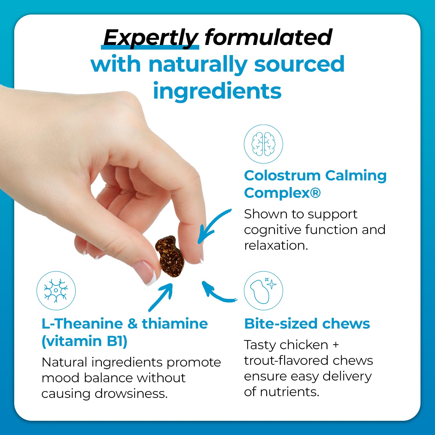 VetriScience Calm & Confident Chews, Composure Calming and Anxiety Supplement for Cats, Reduce Stress and Fear, Ideal for Travel