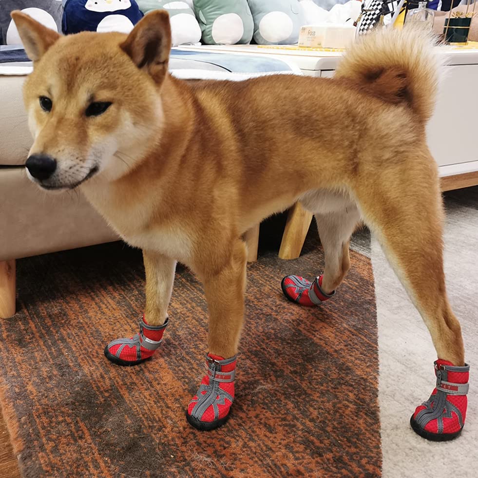Dog Shoes For Small Dogs Boots,Mesh Breathable Dog Shoes With Reflective Straps,Puppy Booties With Anti-Slip Sole,Paw Protector