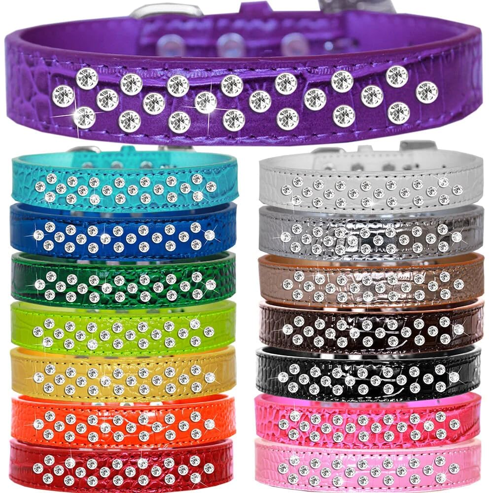 Dog, Puppy and Pet Designer Croc Collar, Sprinkles Clear Jewel Rimsets Light Pink 20
