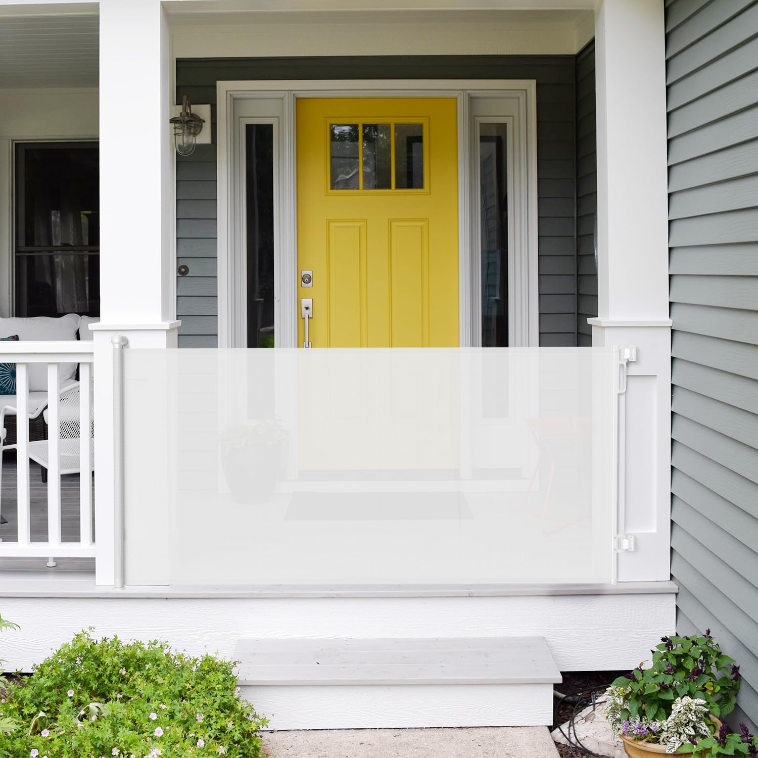 Babepai Retractable Baby Gates Extra Wide | 72' Wide X 38' Tall Dog Gates For Stairs | Indoor/Outdoor Use | Child Gates For Doorways, Deck, Porch, Hallways, Patio - White