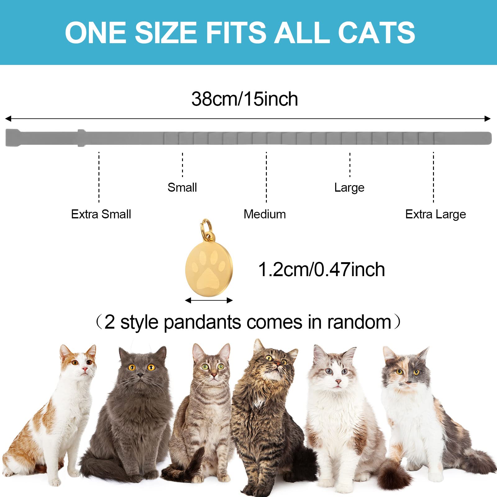 4 Pcs Cat Calming Collar Adjustable Lavender Scent Relaxing Cat Collar With 2 Pendant For Puppies Reduce Stress Aggression Anxio