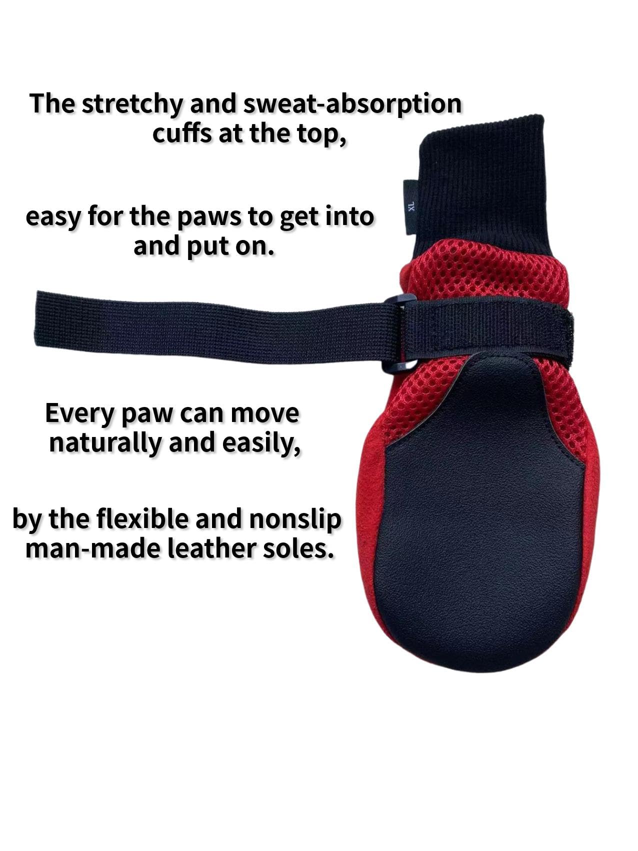 Lonsuneer Dog Shoes Soft And Lightweight With Breathability For Spring Summer And Fall Set Of 4 Size X-Large Red