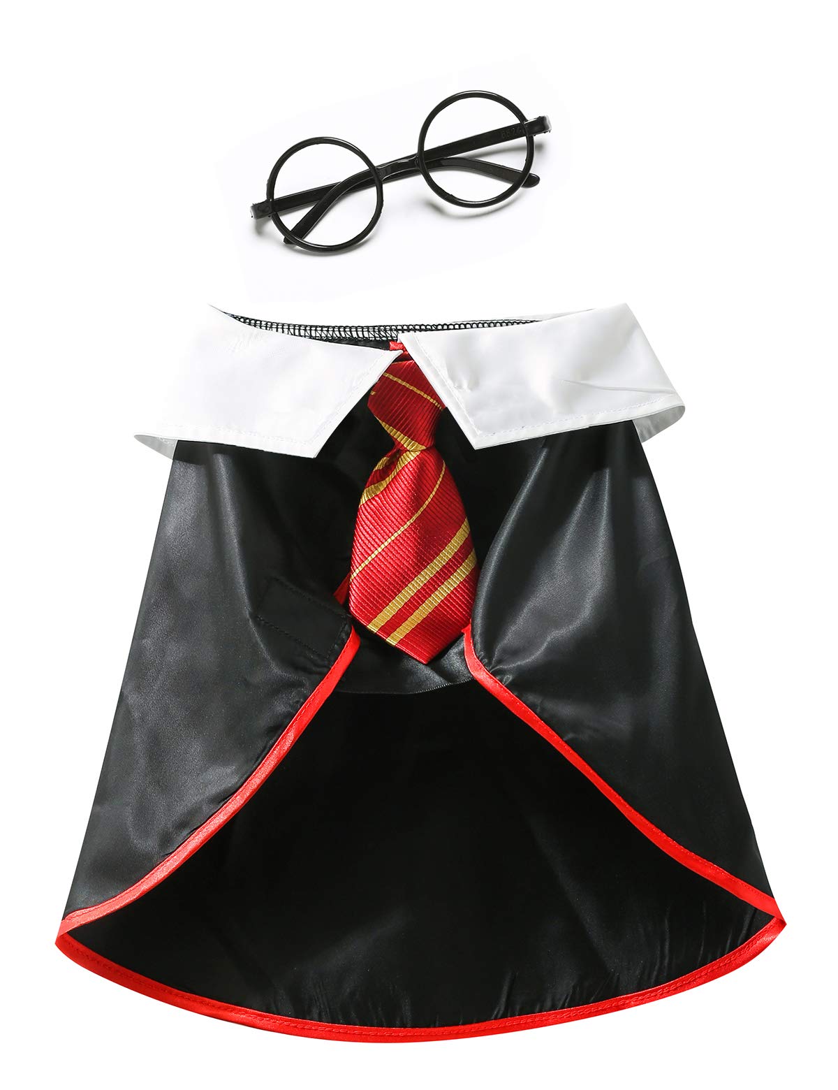 Coomour Dog Halloween Costume Pet Wizard Shirt Funny Cat Clothes For Dogs Cats Clothing With Glasses (Small)