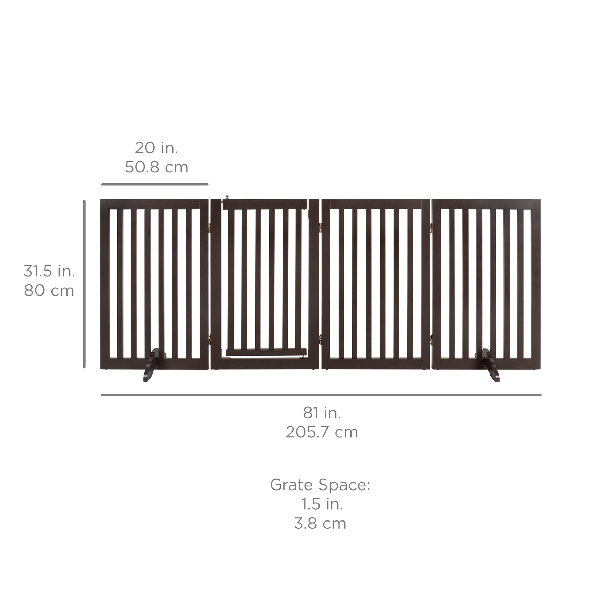 Best Choice Products 31.5In 4-Panel Freestanding Wooden Pet Gate W/Walk Through Door, Adjustable Pen, Support Feet - Espresso
