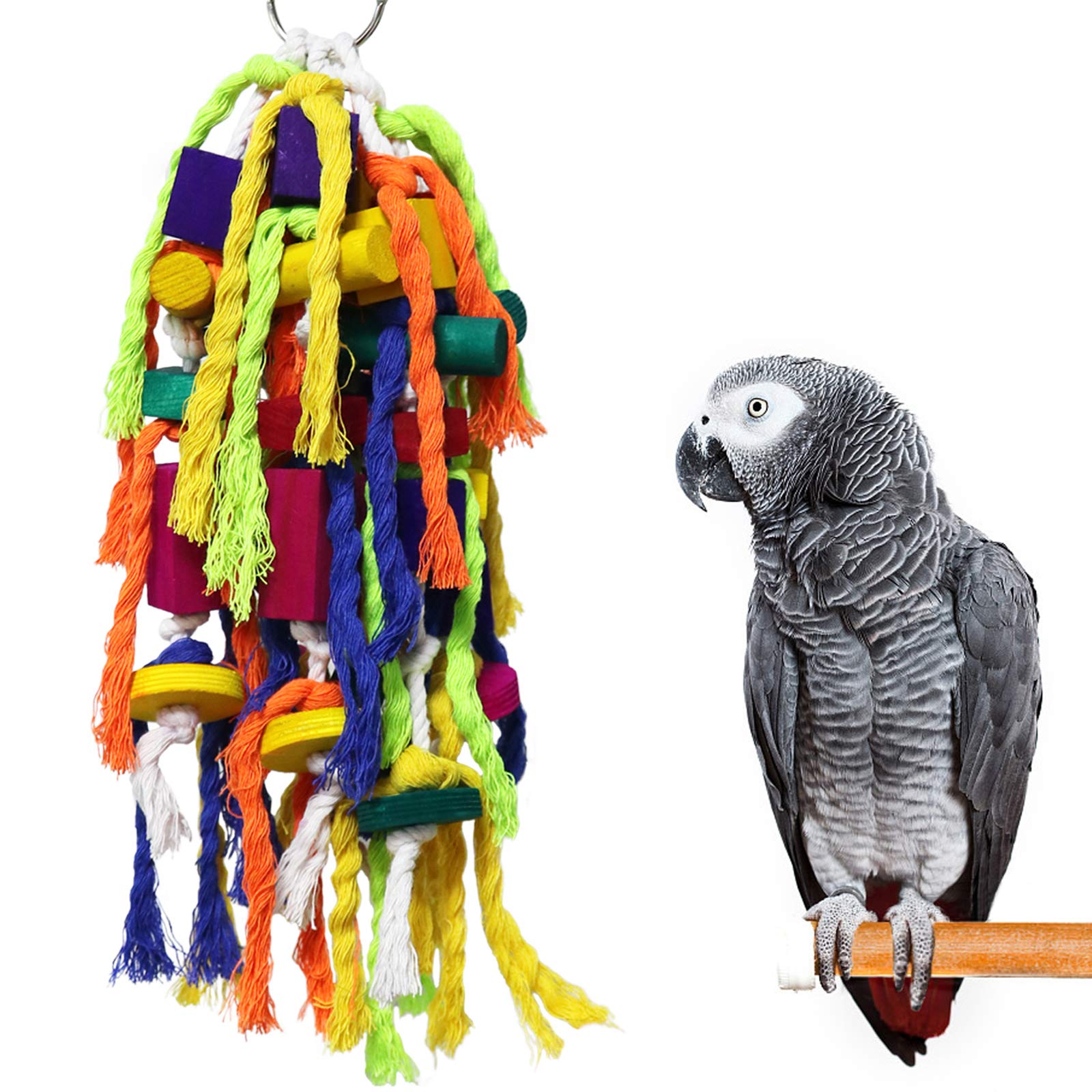 Rypet Large and Small Parrot Chewing Toys - Parrot Cage Bite Toys Wooden Block Tearing Toys for Conures Cockatiels African Grey 