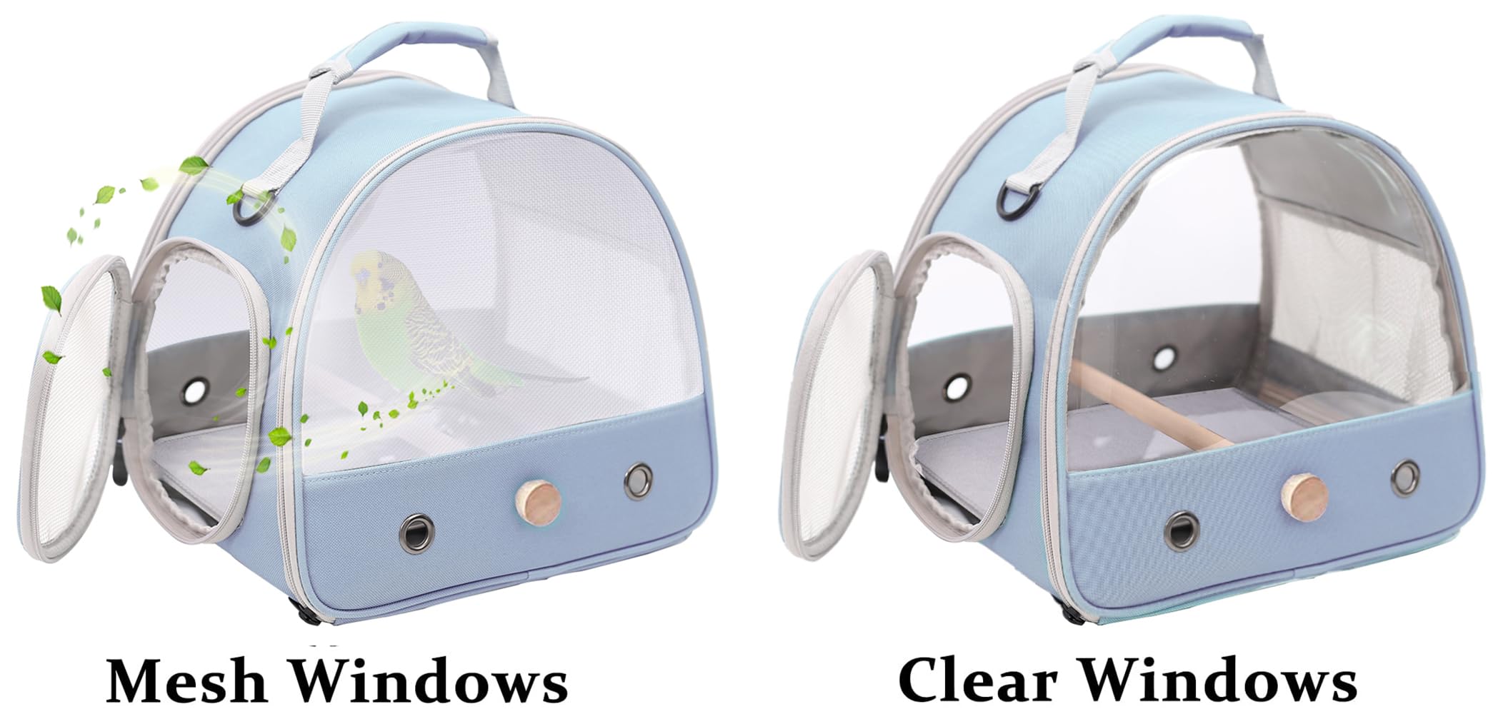 Bird Carrier, Portable Small Bird Parrot Parakeet Carrier with Standing Perch and Soft Mat (NO Tray), Side Access Window Collaps