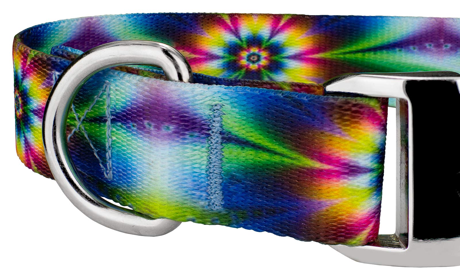 Country Brook Petz - Tie Dye Flowers Premium Dog Collar And Leash Set - Groovy Collection Featuring Far Out Designs (1 Inch, Ext