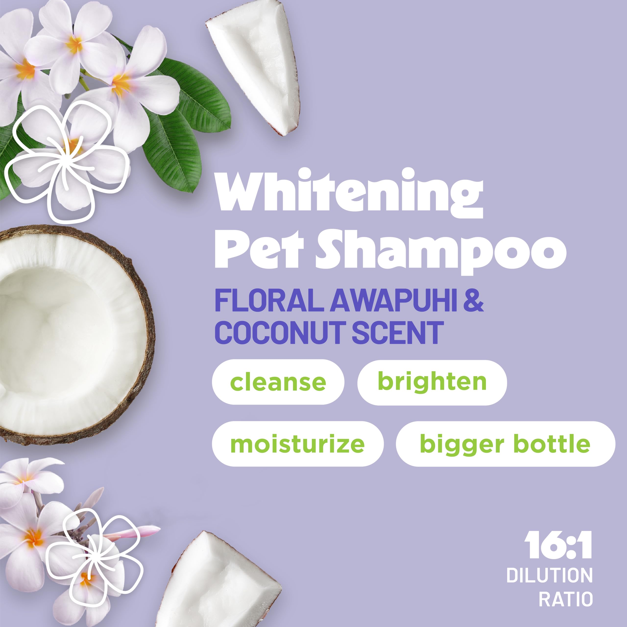 TropiClean Whitening Dog Shampoo, Professional Dog Shampoo, Whitening & Brightening, For All Coat & Color Types, Puppy Safe, Mad