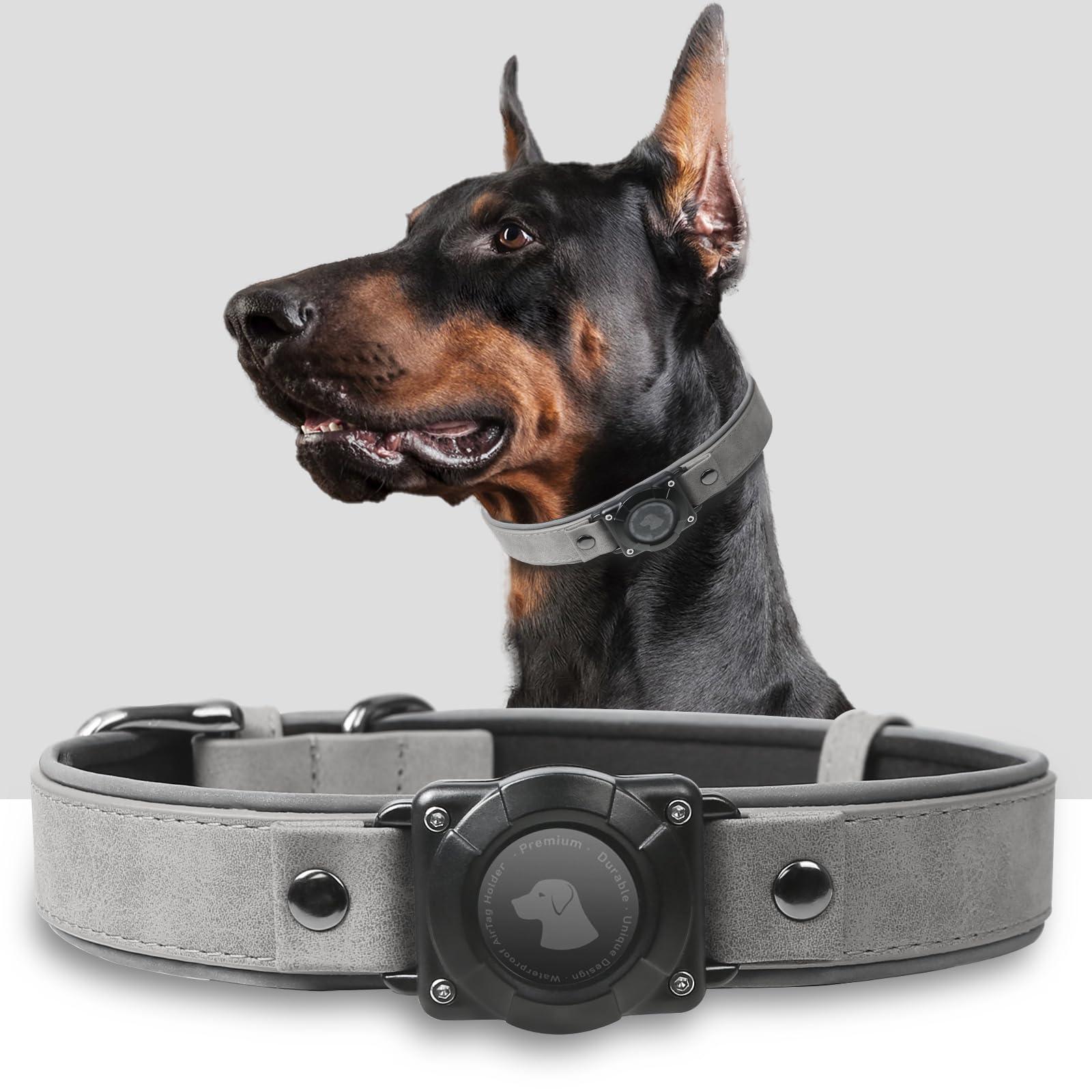 Airtag Dog Collar - Leather Dog Collar With Air Tag Holder | Ipx8 Waterproof, Reflective, High - End, Adjustable Soft Padded | D