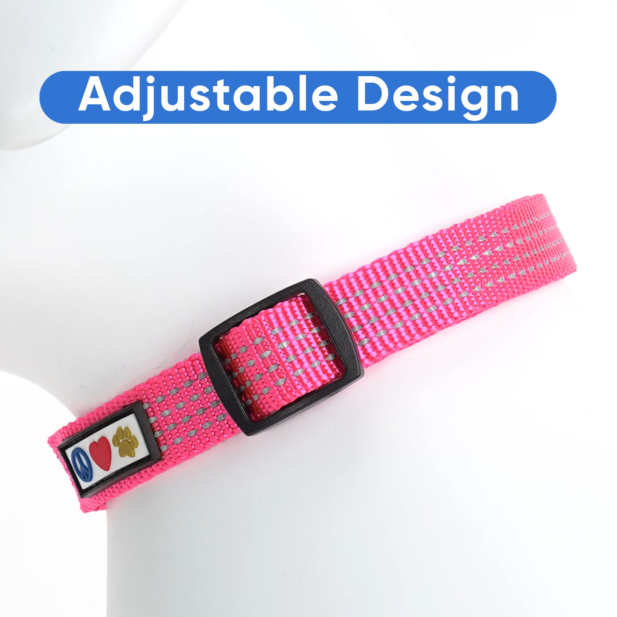 Pawtitas Pet Soft Training Adjustable Reflective Stitching Puppy / Dog Collar Large 1 Inch Pink