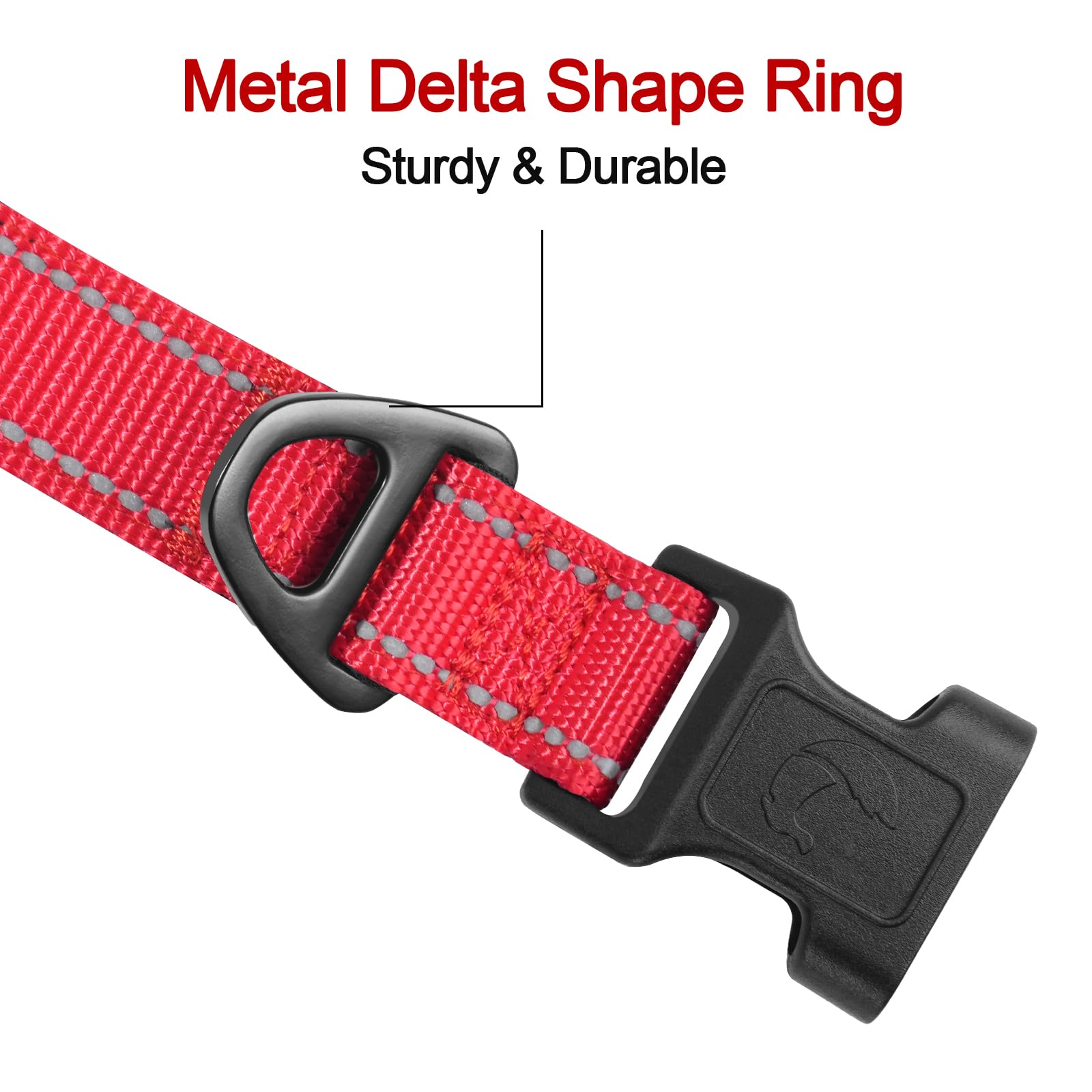 Joytale Reflective Dog Collar,Soft Neoprene Padded Breathable Nylon Pet Collar Adjustable For Extra Large Dogs,Red,Xl