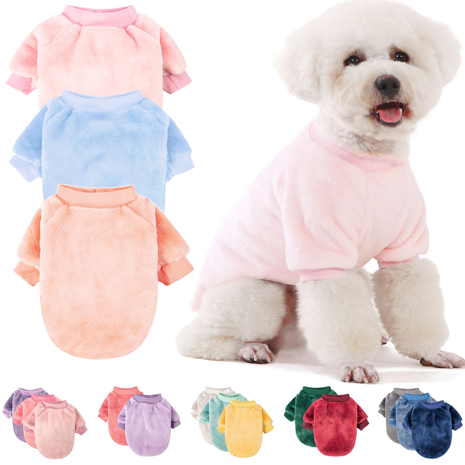 Fabricastle Small Dog Sweaters, 3-Pack Dog Clothes For Small Dogs Girl & Cats, Soft And Warm Pet Coats, Winter Pet Jacket, Doggy