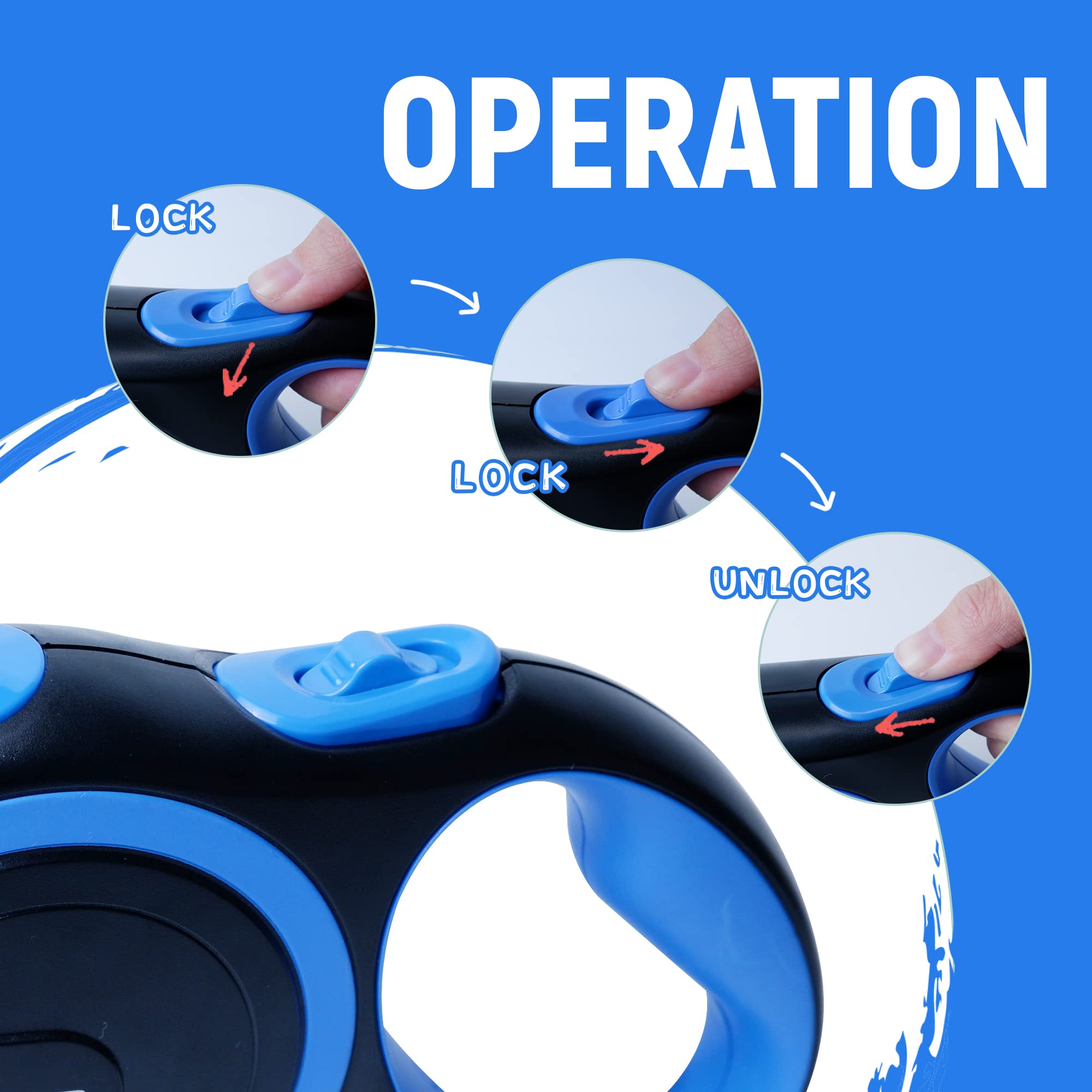 Lievuiken 16 Ft Retractable Dog Leash With No Tangle For Dog Up To 44Lbs, One-Handed Brake, With Non-Slip Handle, Strong Nylon T