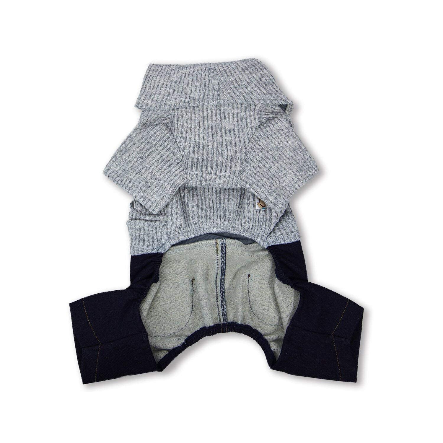 Touchdog Vogue Neck-Wrap Sweater and Denim Pant Outfit, Large, Peach