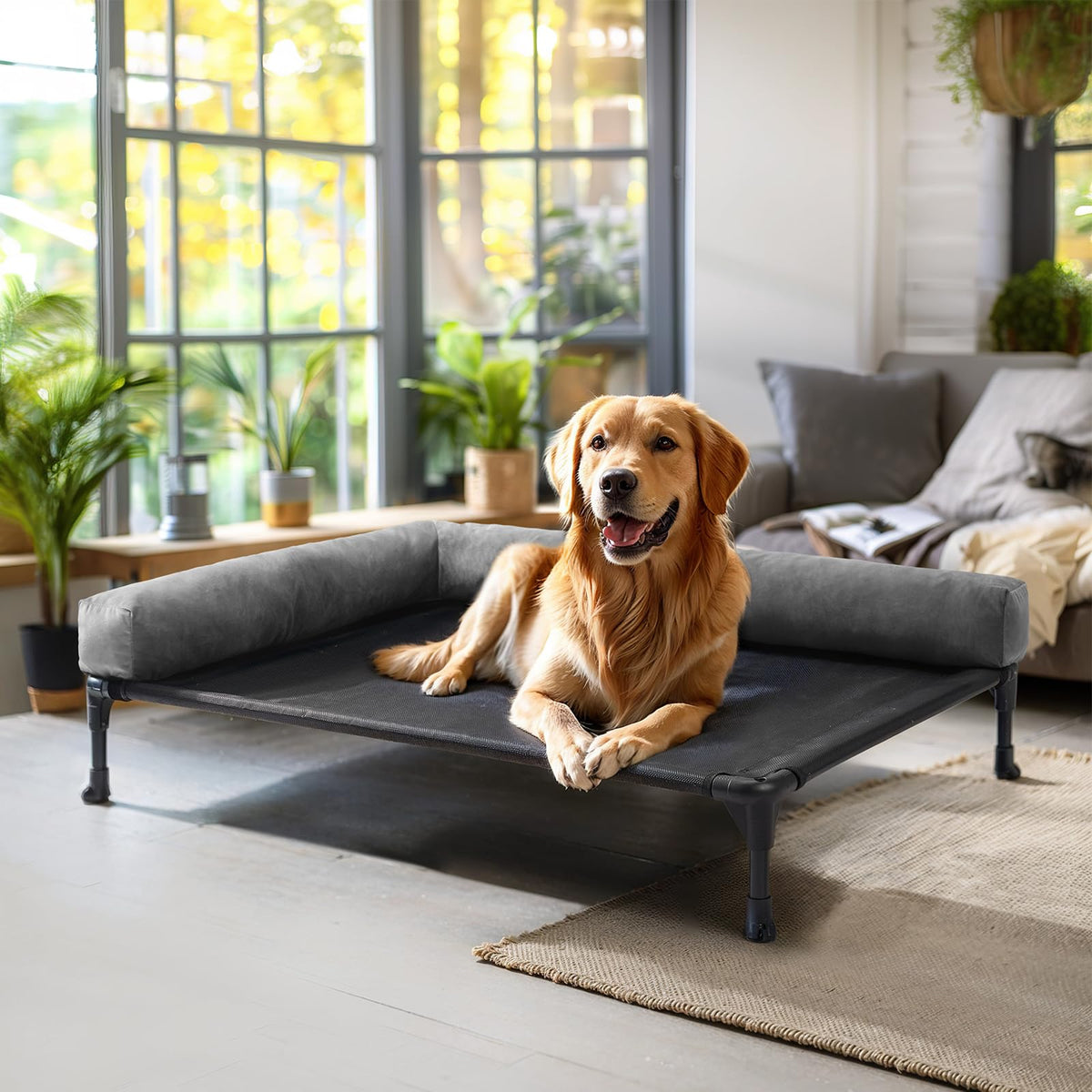 Veehoo Elevated Dog Bed-Raised Cooling Outdoor Dog Cots Beds For Large Sized Dogs Outside Dog Bed Off Ground With Breathable Mes