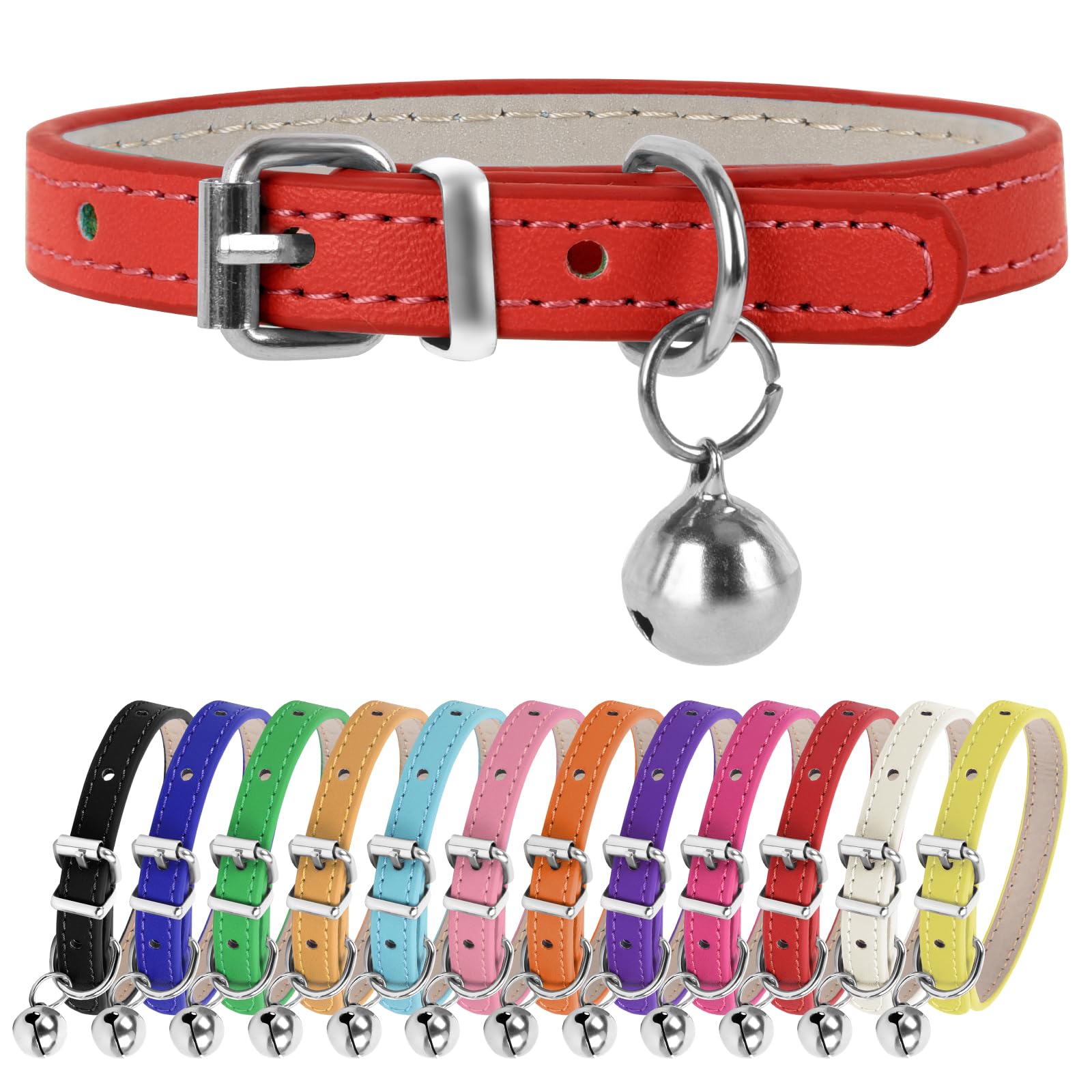 Chengfu Xxs Teacup Dog Collar - Red, 3/8 Inch Width For Small Dogs & Cats