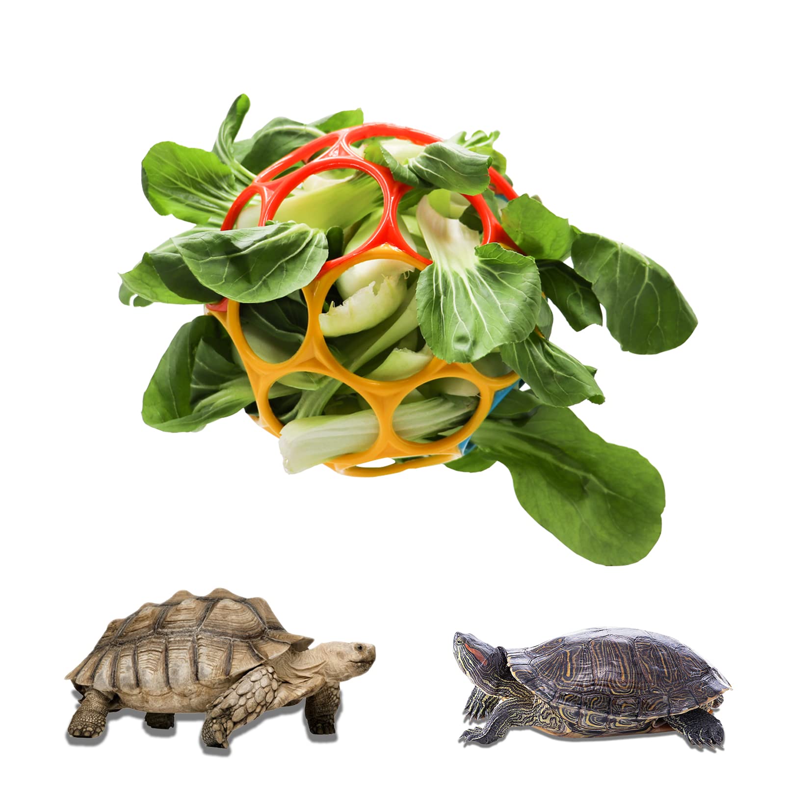 Tortoise Treat Ball Toy, Turtle Hay Feeder Ball Hanging Feeding Grass Ball Fruit Vegetable Feeder Holder Foraging Toy for Small 