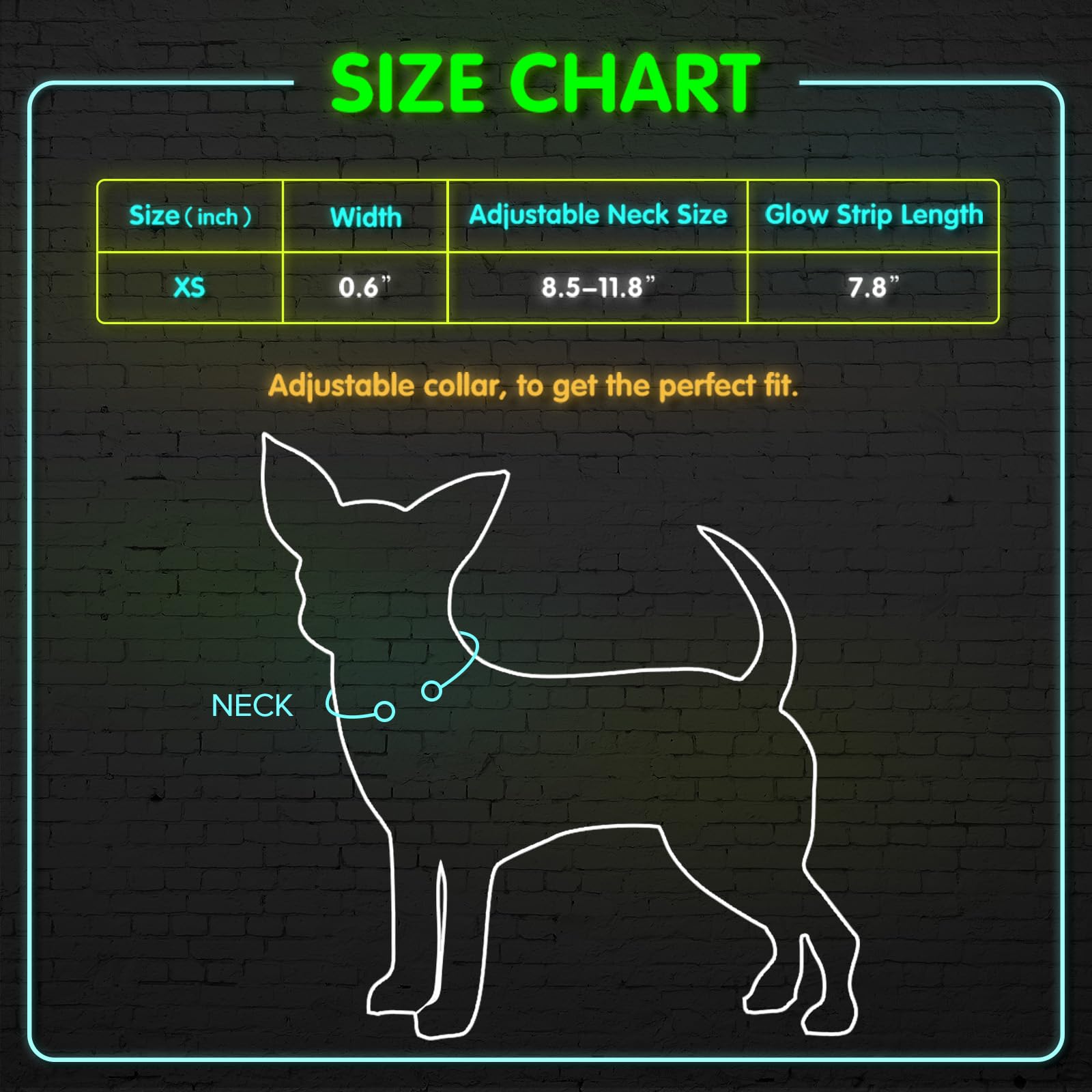 Bseen Adjustable Led Dog & Cat Collar - Rechargeable, Small Breeds, Green, 8.5-11.8 Inches, Nylon, Lightweight, Reflective, 2 Fl