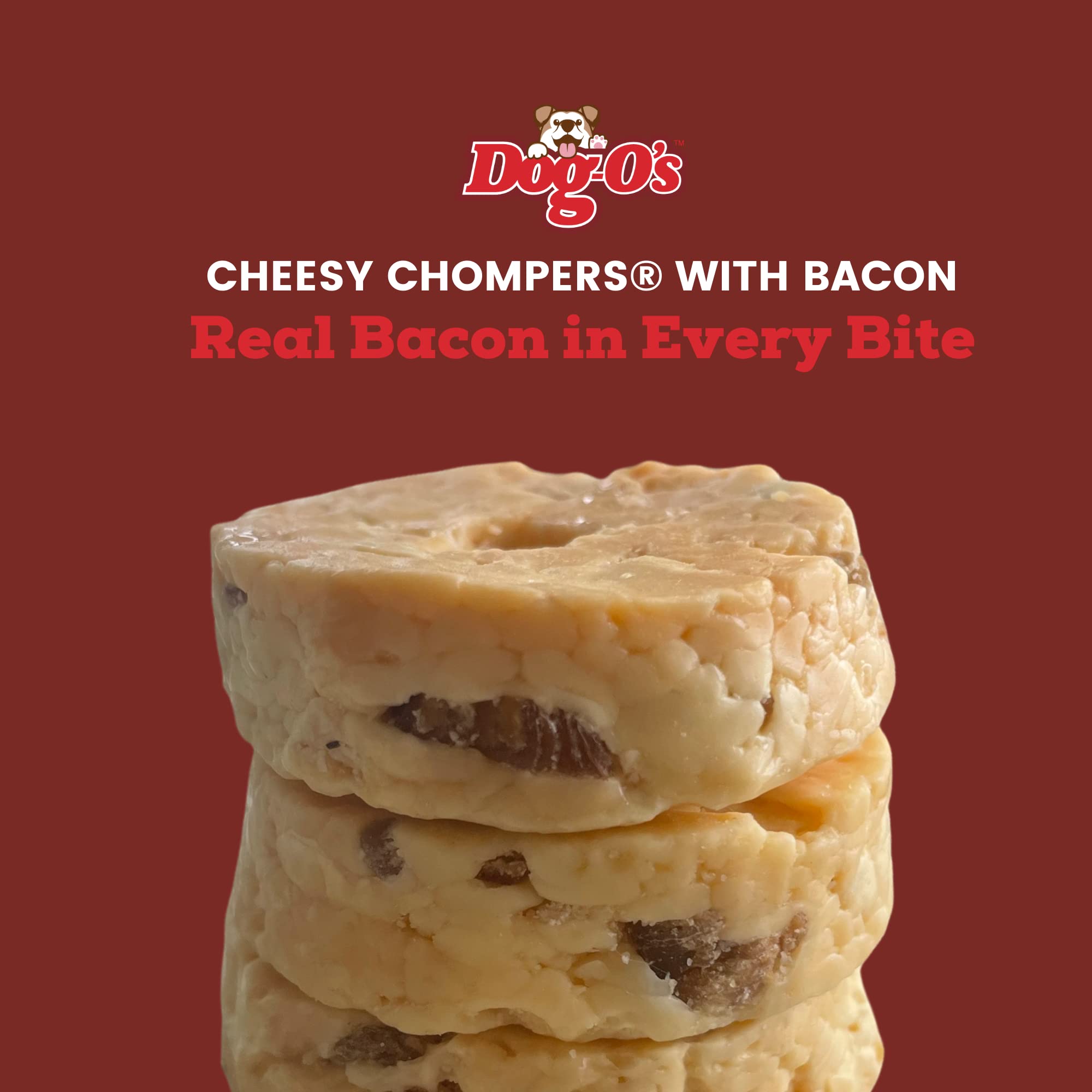 DOG-OS CHEESY CHOMPERS, Bacon, All-Natural, Made in The USA, Grain Free, Gluten Free, Real Cheese Treats for Medium & Large Dog