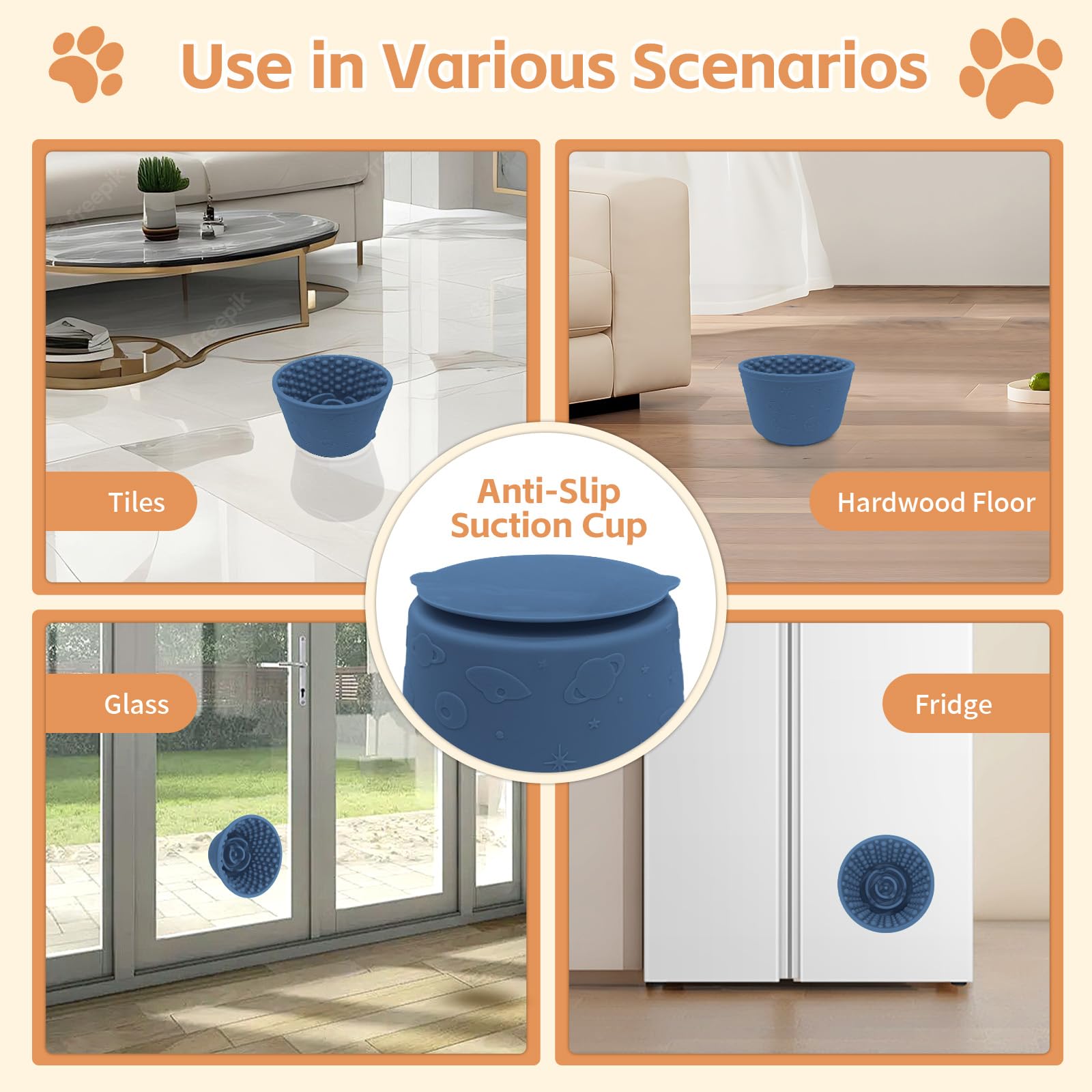 Dog Lick Bowl with Brush Scraper,Anxiety Relief Non-Slip Treat Dispenser,Durable Anti-Choking Enrichment Slow Feeder Licking Bow