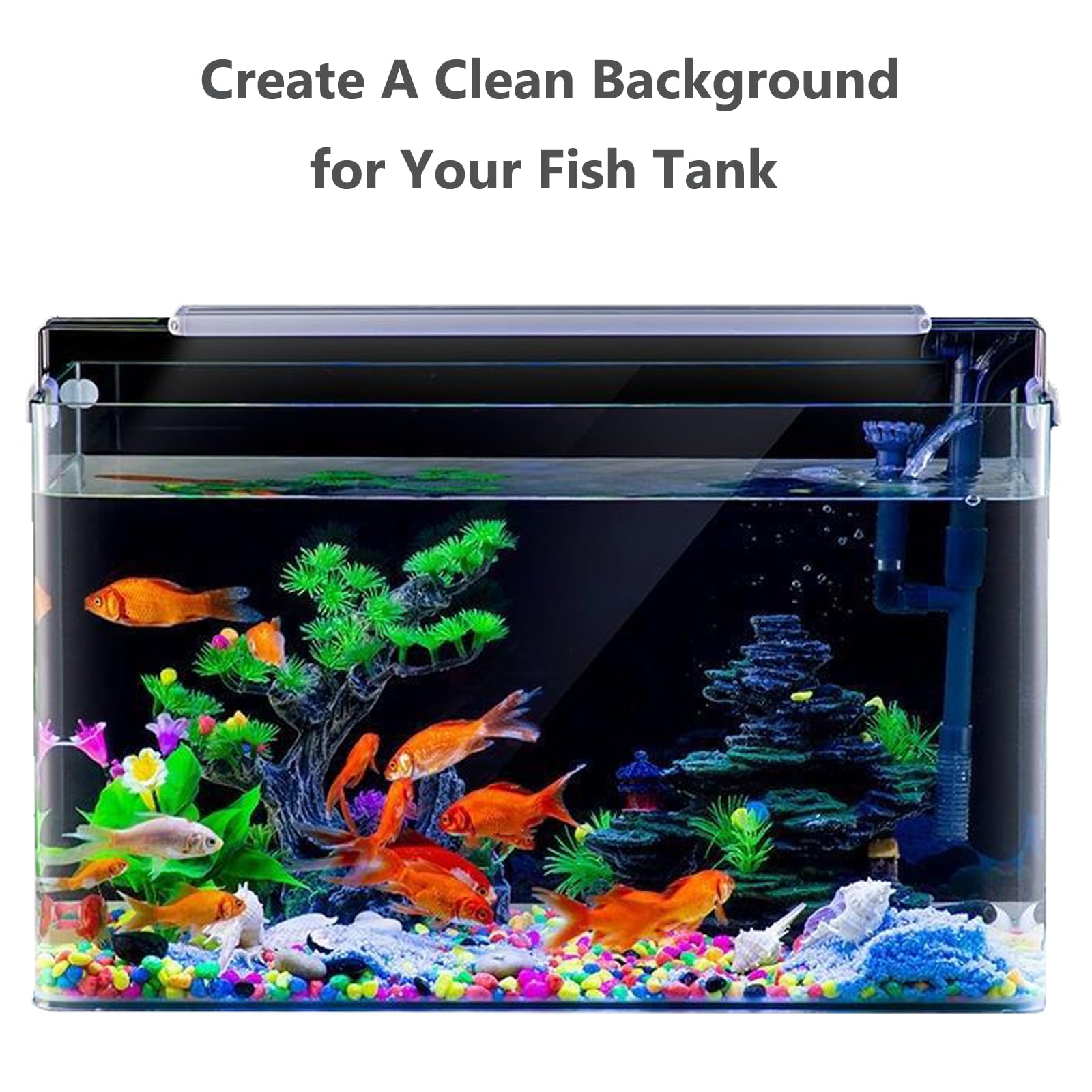 XCNO Aquarium Background Static Cling Black Fish Tank Background Wallpaper Fish Tank Backdrop Vinyl Aquarium Poster Background 5