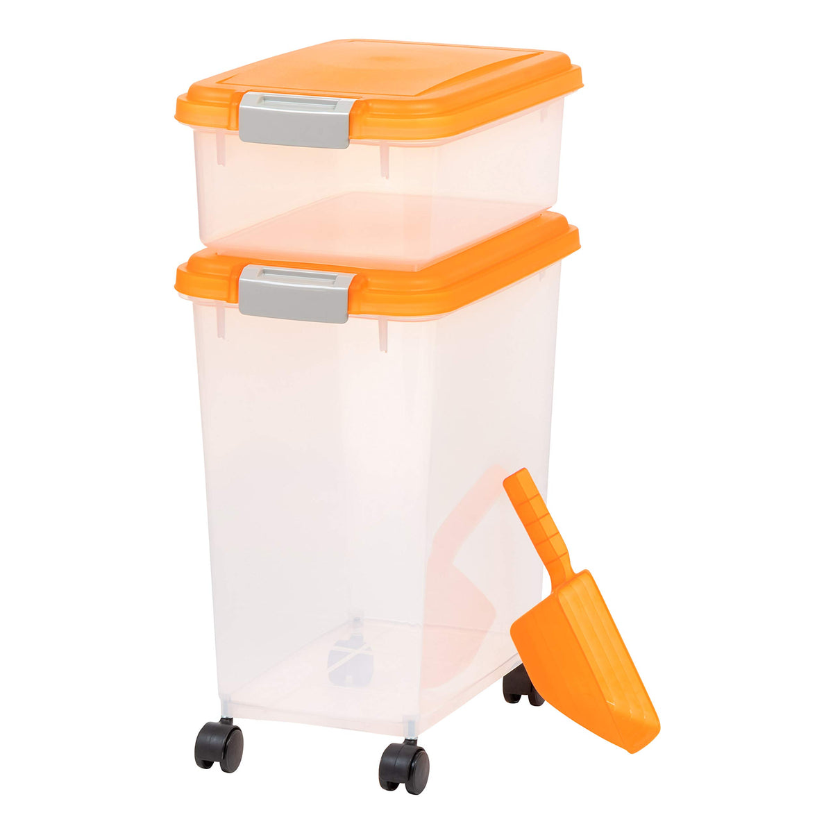 Iris Usa 30 Lbs & 11 Lbs Combo Airtight Dog Food Storage Container, Stackable Treat Box, 2-Cup Scoop, Wheels, Keep Fresh, Easy M