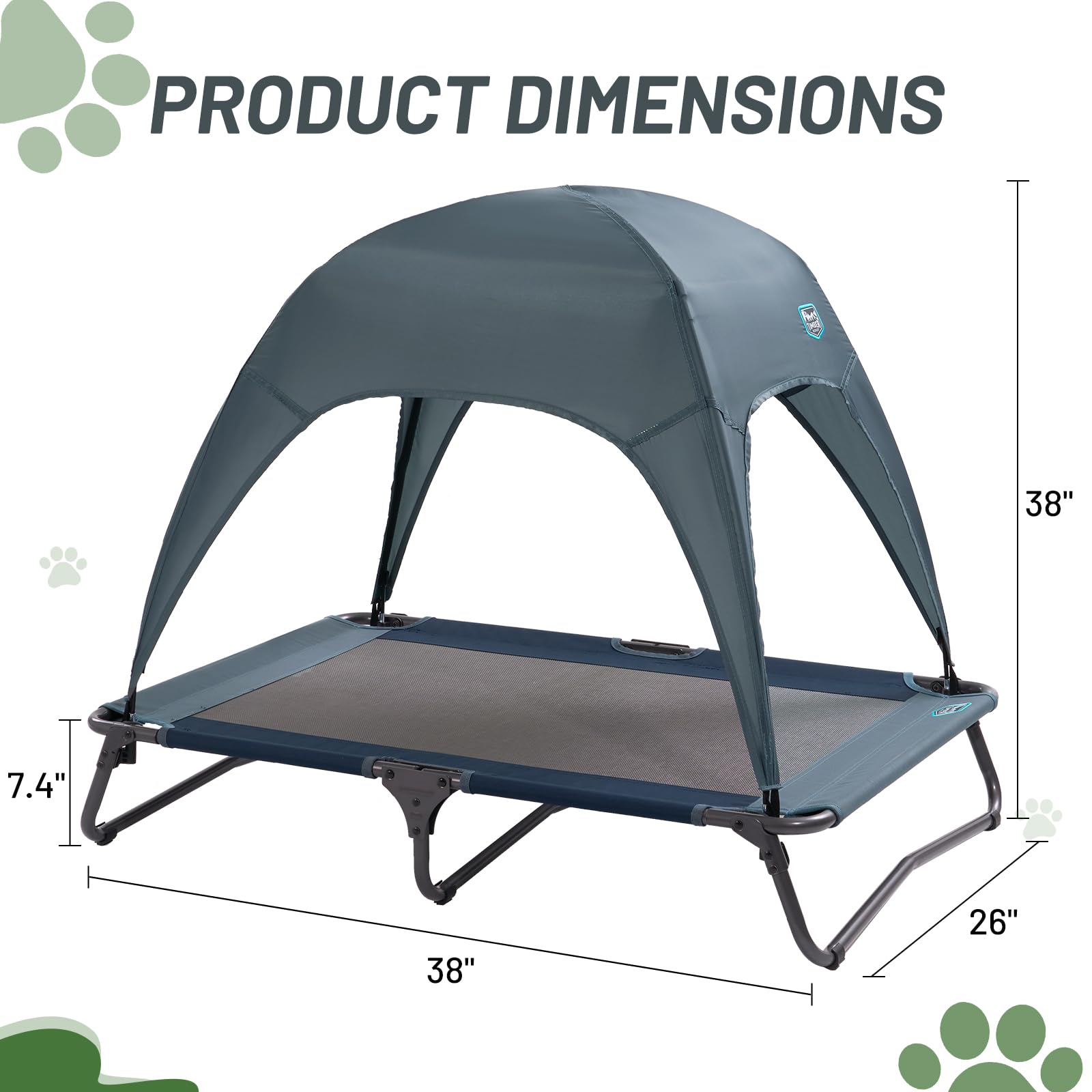 Timber Ridge Outdoor Dog Bed With Canopy, Cooling Elevated Dog Bed Portable Raised Dog Bed With Removable Canopy Shade Tent, Dog