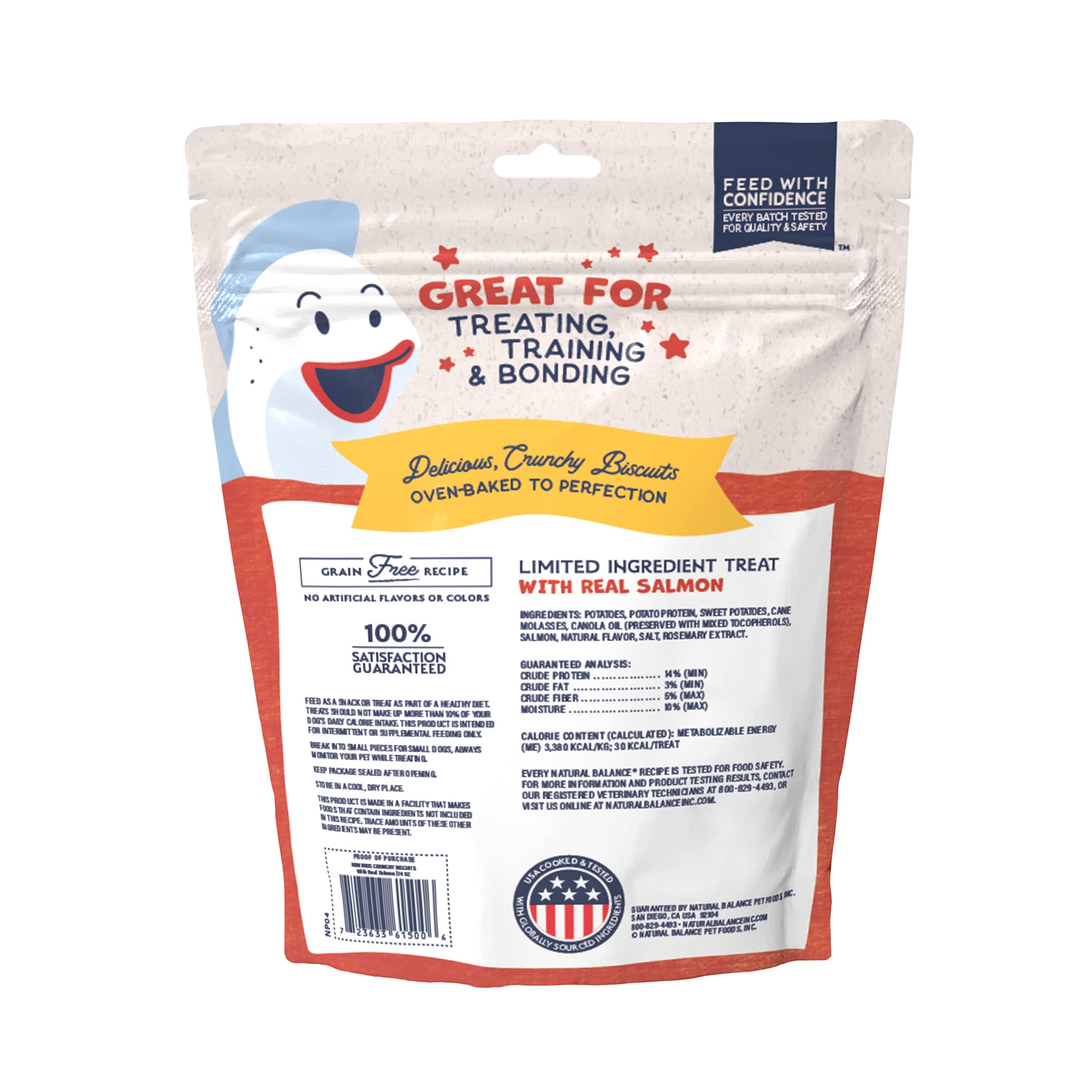 Natural Balance Limited Ingredient Rewards Crunchy Biscuits, Grain-Free Dog Treats for Adult Dogs of All Breeds, Salmon Recipe,