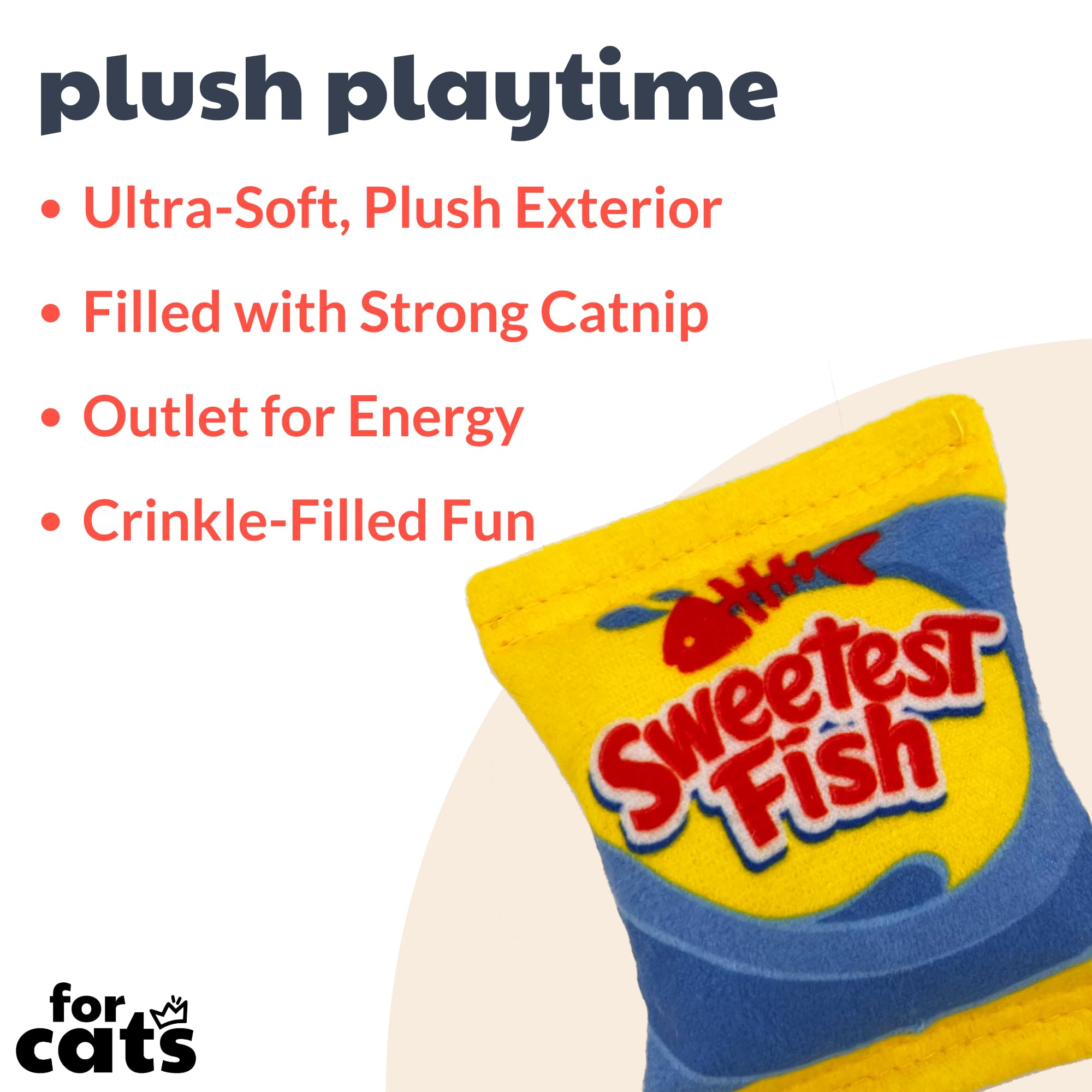 Huxley & Kent Plush Cat Toy - Sweetest Fish - Snack Attack Strong Catnip Filled - Plush Interactive Kitten And Cat Toy With Catn