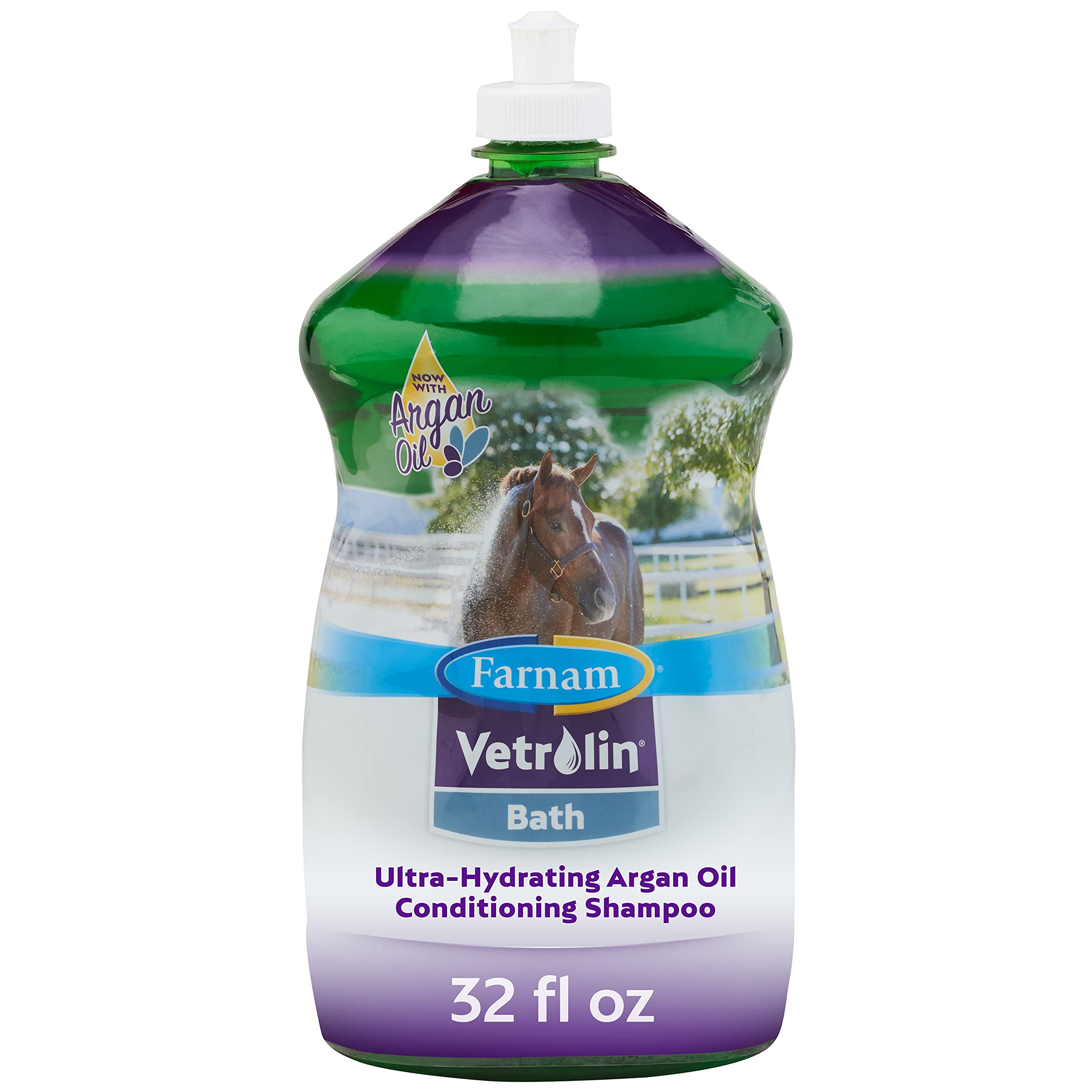 Farnam Vetrolin Bath Ultra-Hydrating Shampoo for Horses and Dogs 32 Ounces,Green
