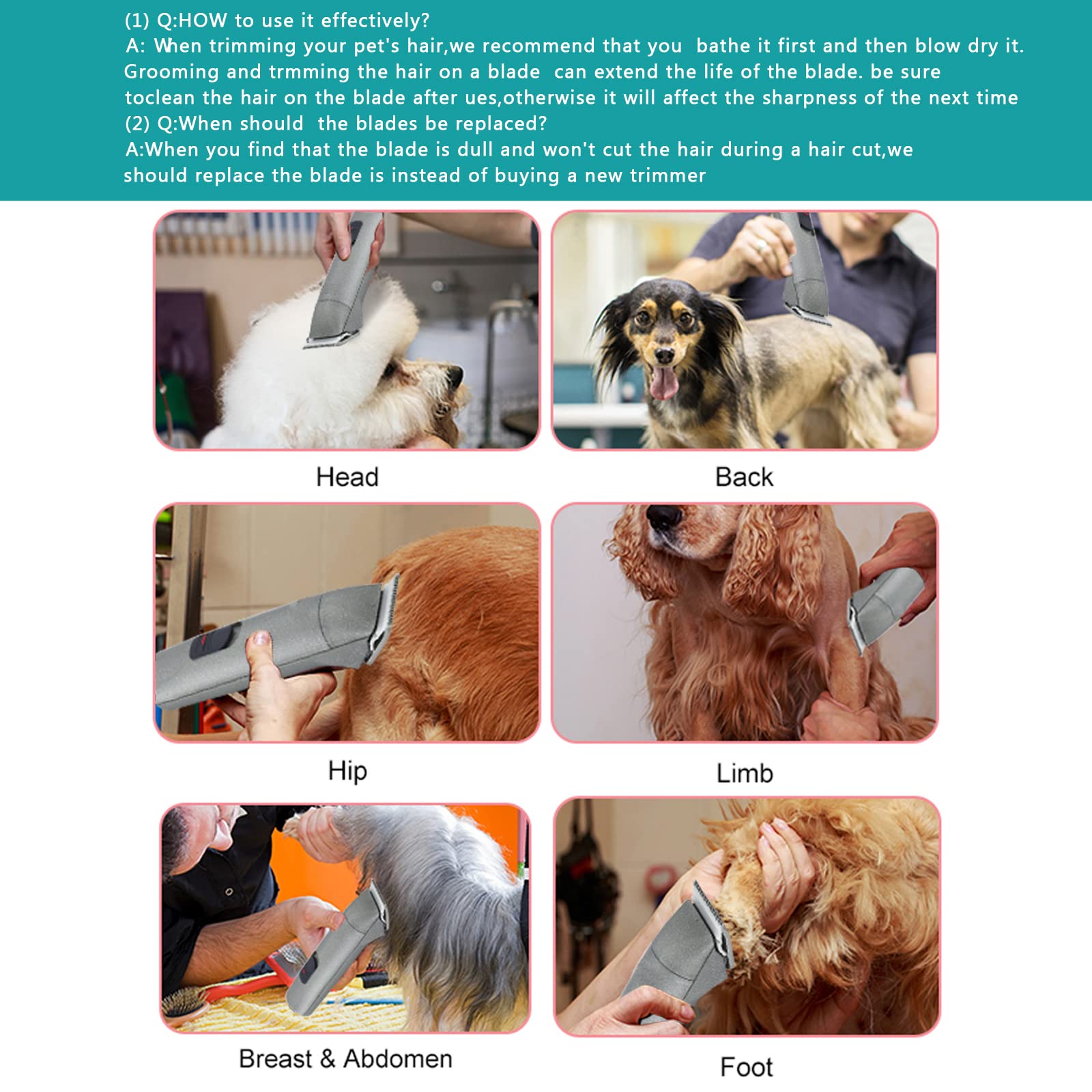 2Pc 7Fc Blade Dog Grooming Clipper Blade Compatible With Andis Dog Clipper/Oster A5/Wahl Km-10 Series,Ceramic Blade & Stainless Steel Blade